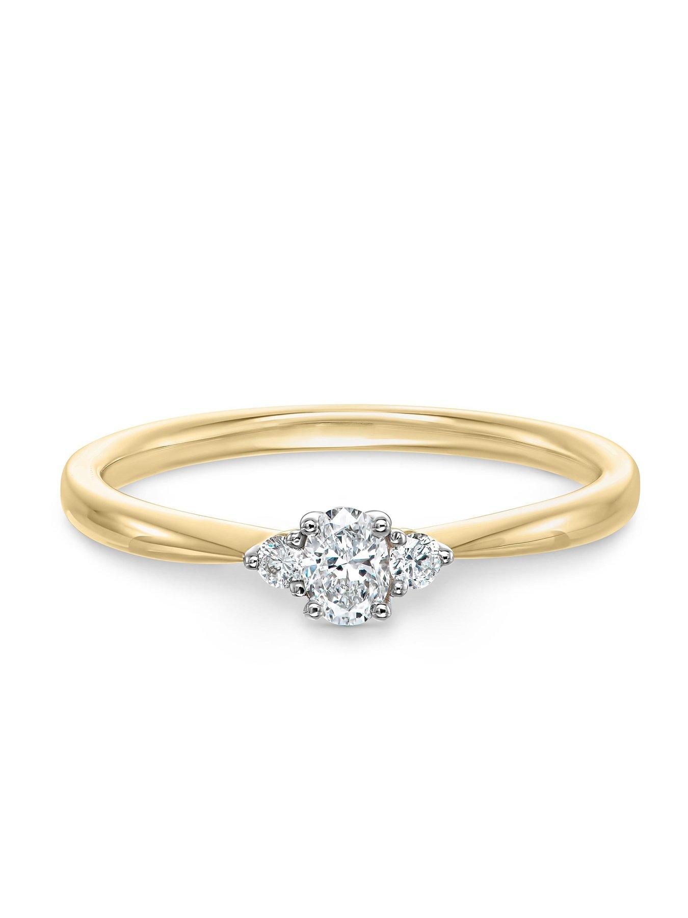 stillFront image of beaverbrooks-9ct-yellow-gold-three-stone-diamond-engagement-ring
