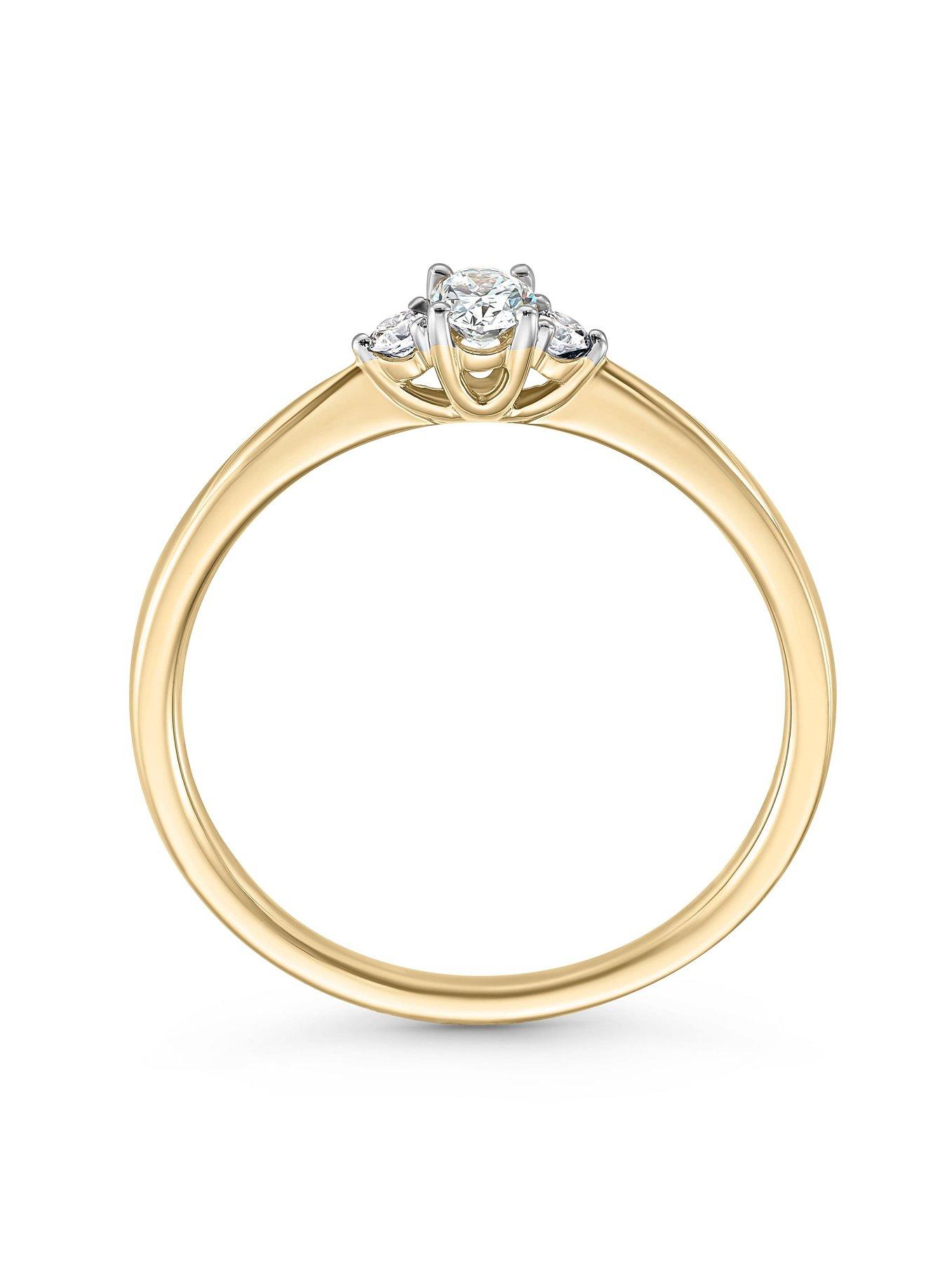  image of beaverbrooks-9ct-yellow-gold-three-stone-diamond-engagement-ring