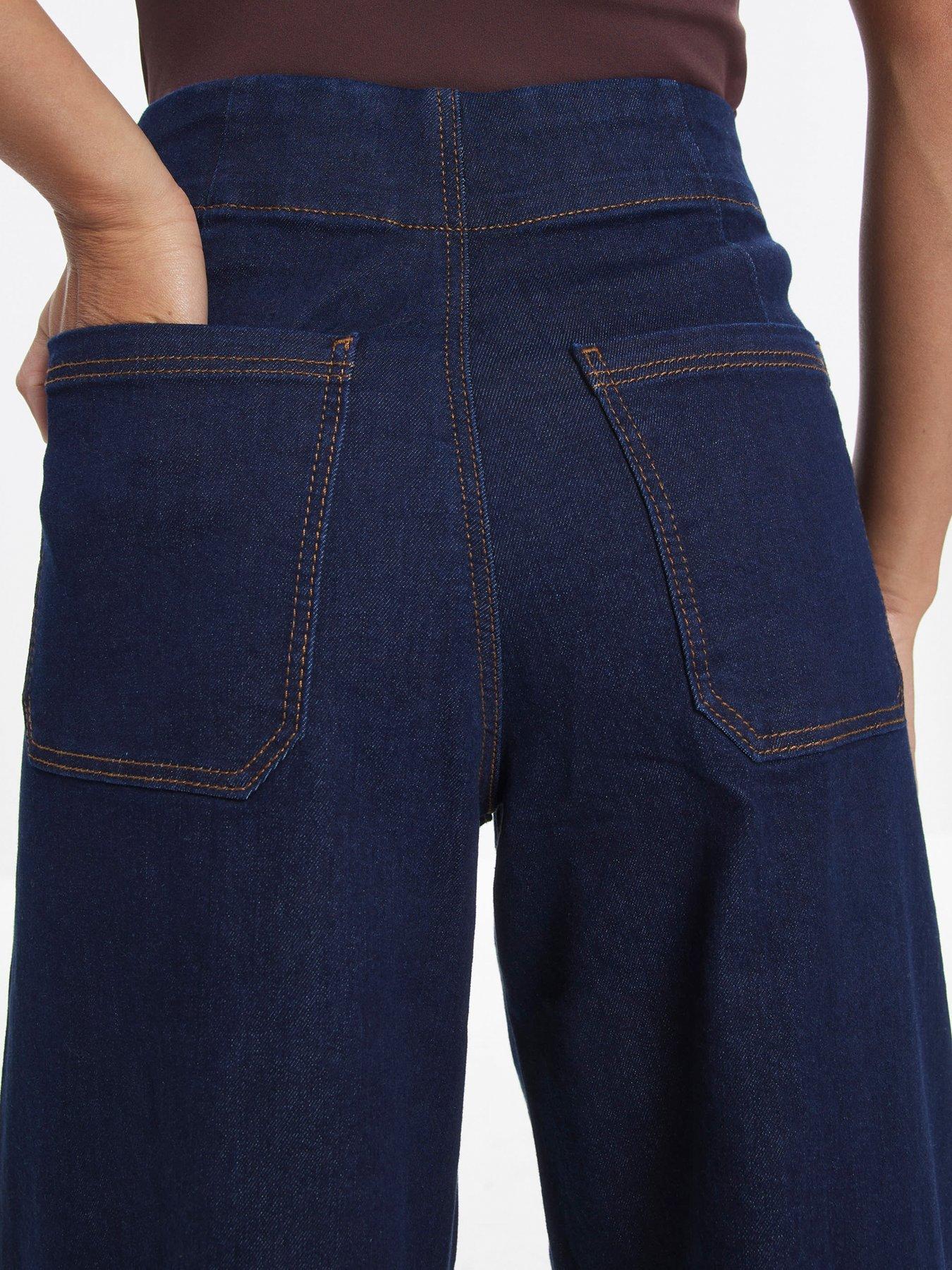 Image 3 of 4 of River Island Petite Pull On Palazzo Luann Jeans - Blue