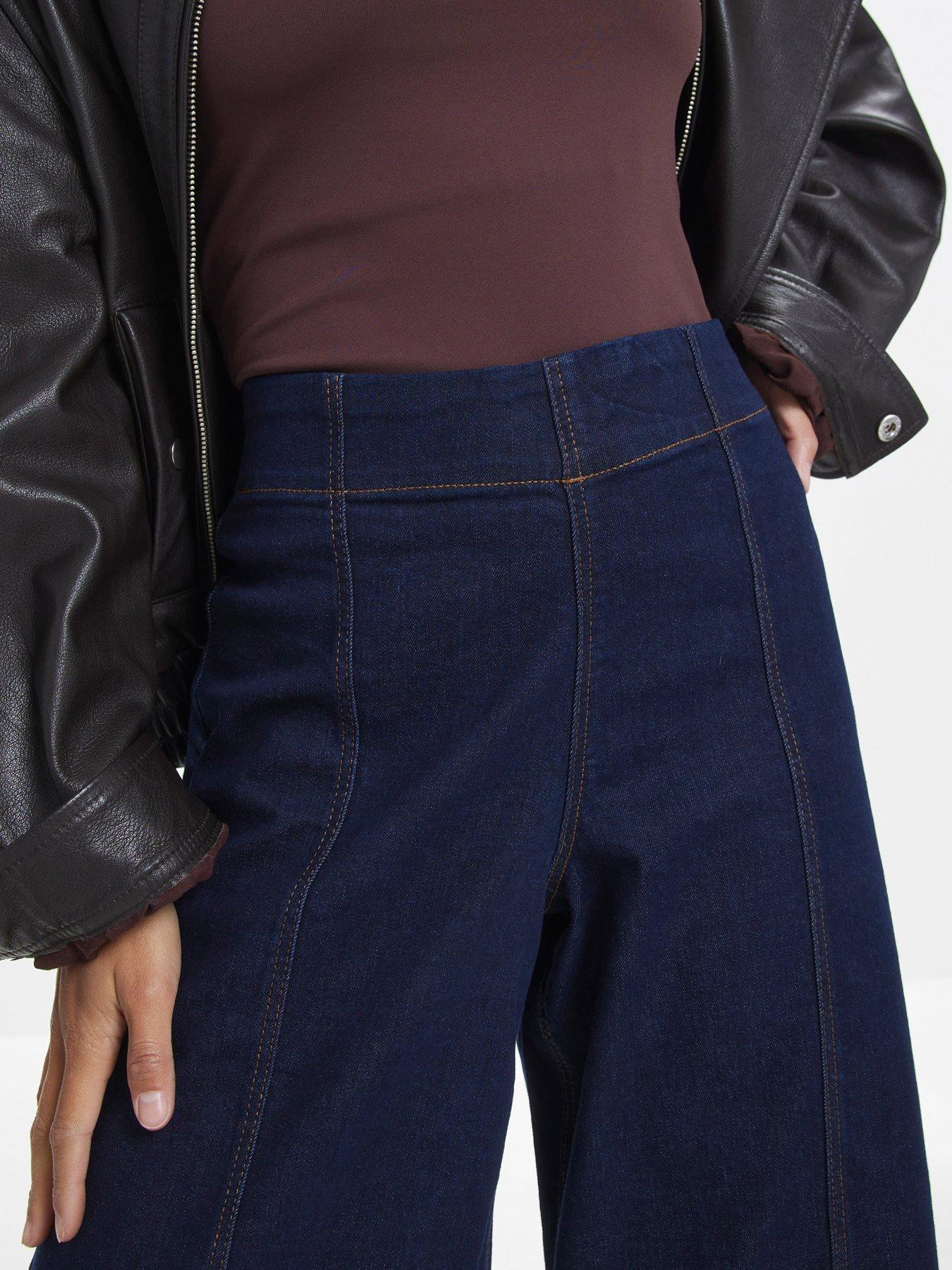 Image 4 of 4 of River Island Petite Pull On Palazzo Luann Jeans - Blue