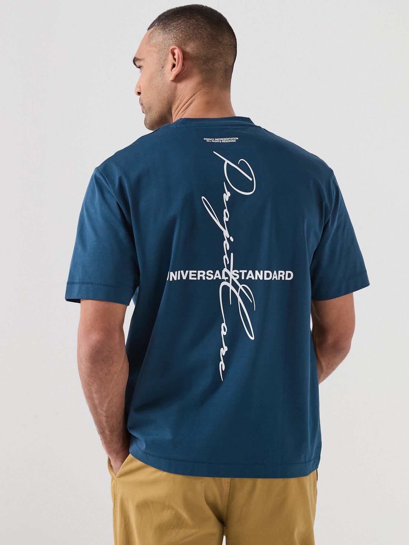 Image 1 of 5 of Jack & Jones Cover Script Back Graphic T-Shirt - Blue