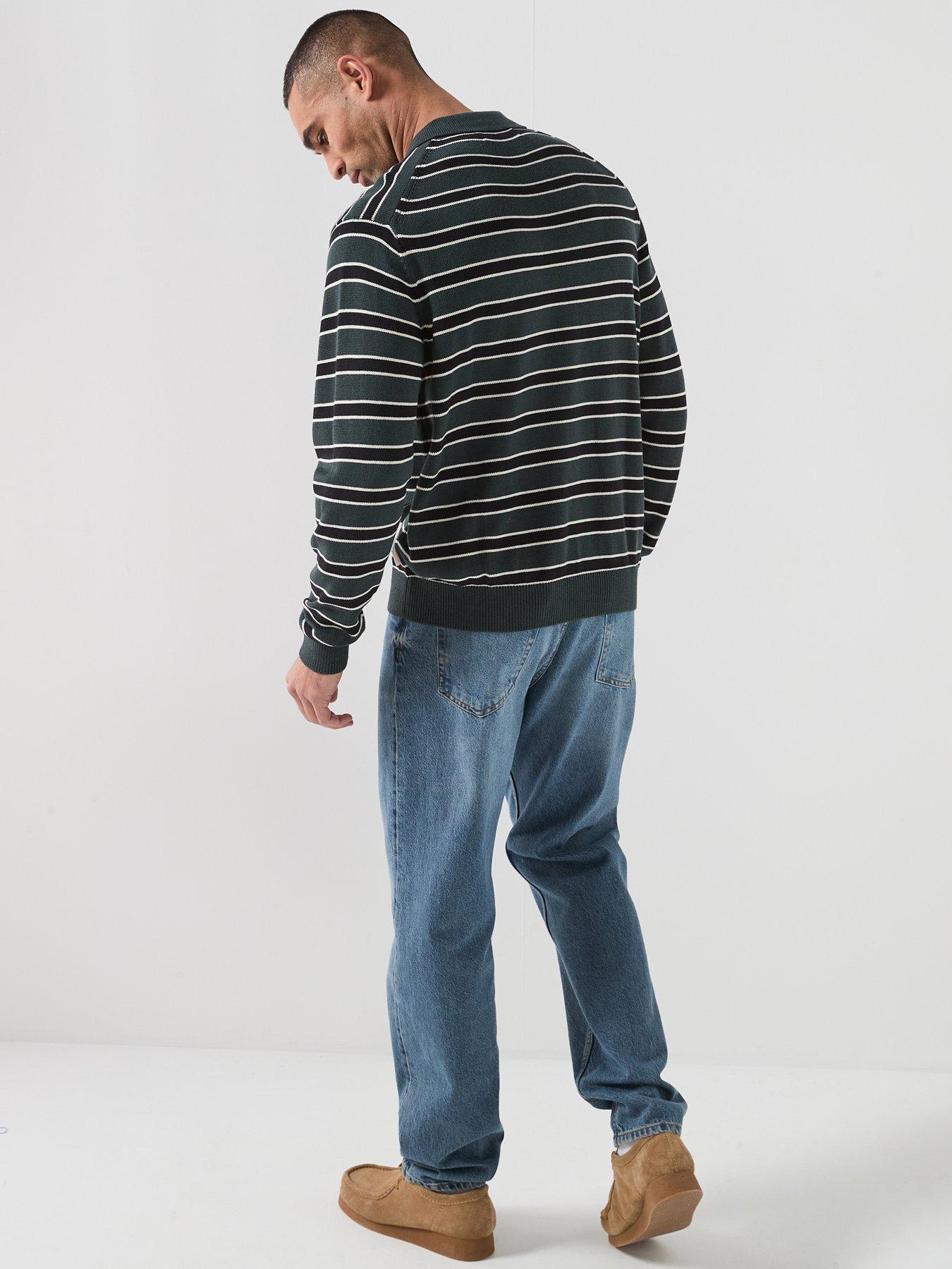 Image 2 of 5 of Jack & Jones Knitted Stripe Long Sleeve Polo - Multi