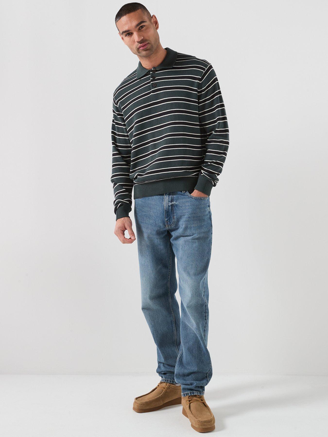 Image 3 of 5 of Jack & Jones Knitted Stripe Long Sleeve Polo - Multi