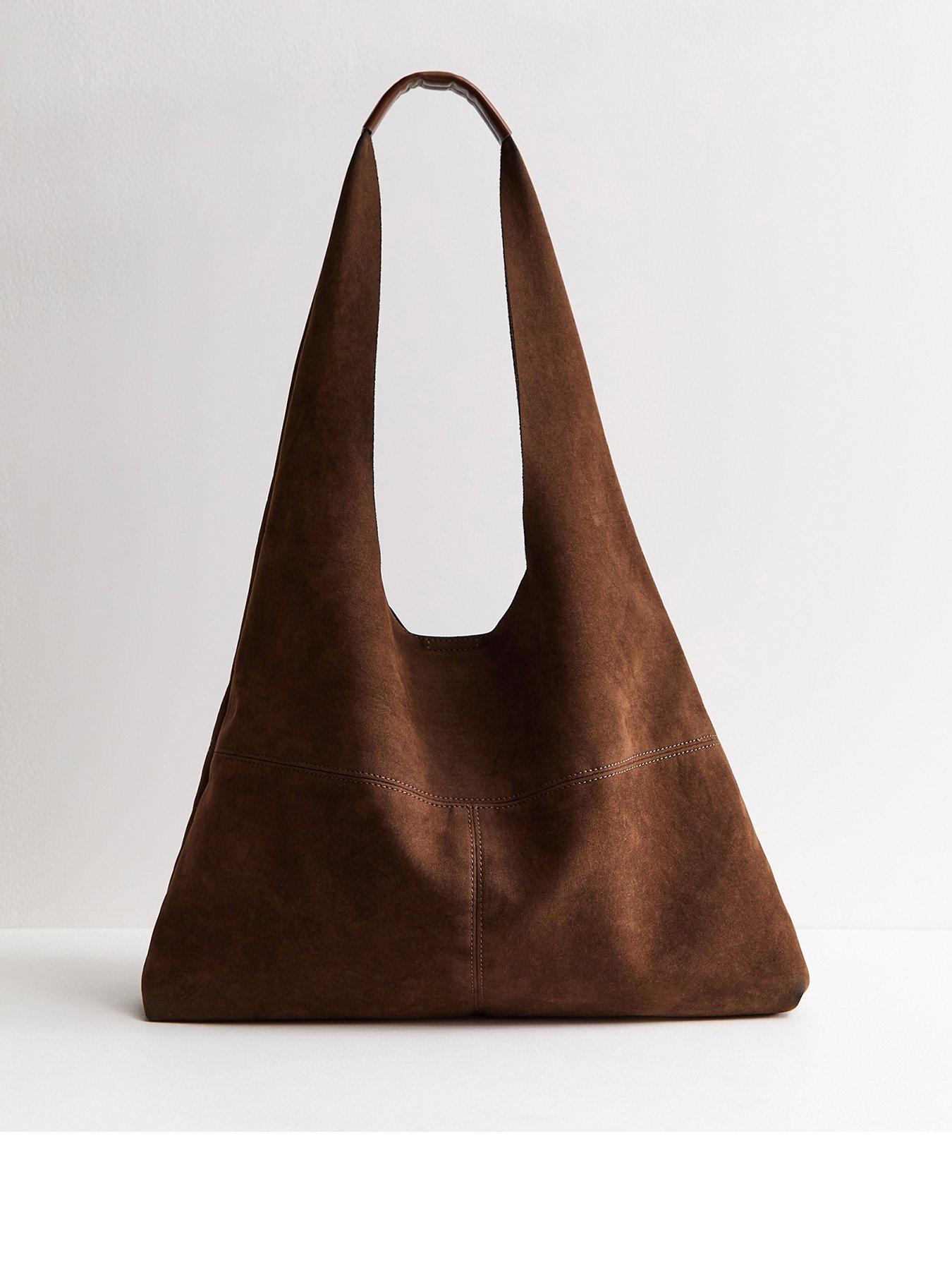 New Look Tan Faux Suede Slouchy Hobo Tote Bag