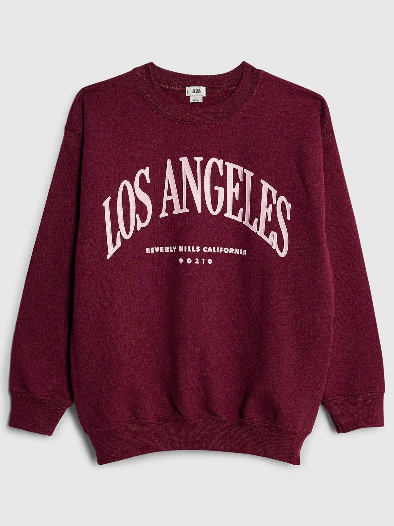 Image 1 of 4 of River Island Older Girls Los Angeles Sweatshirt - Red