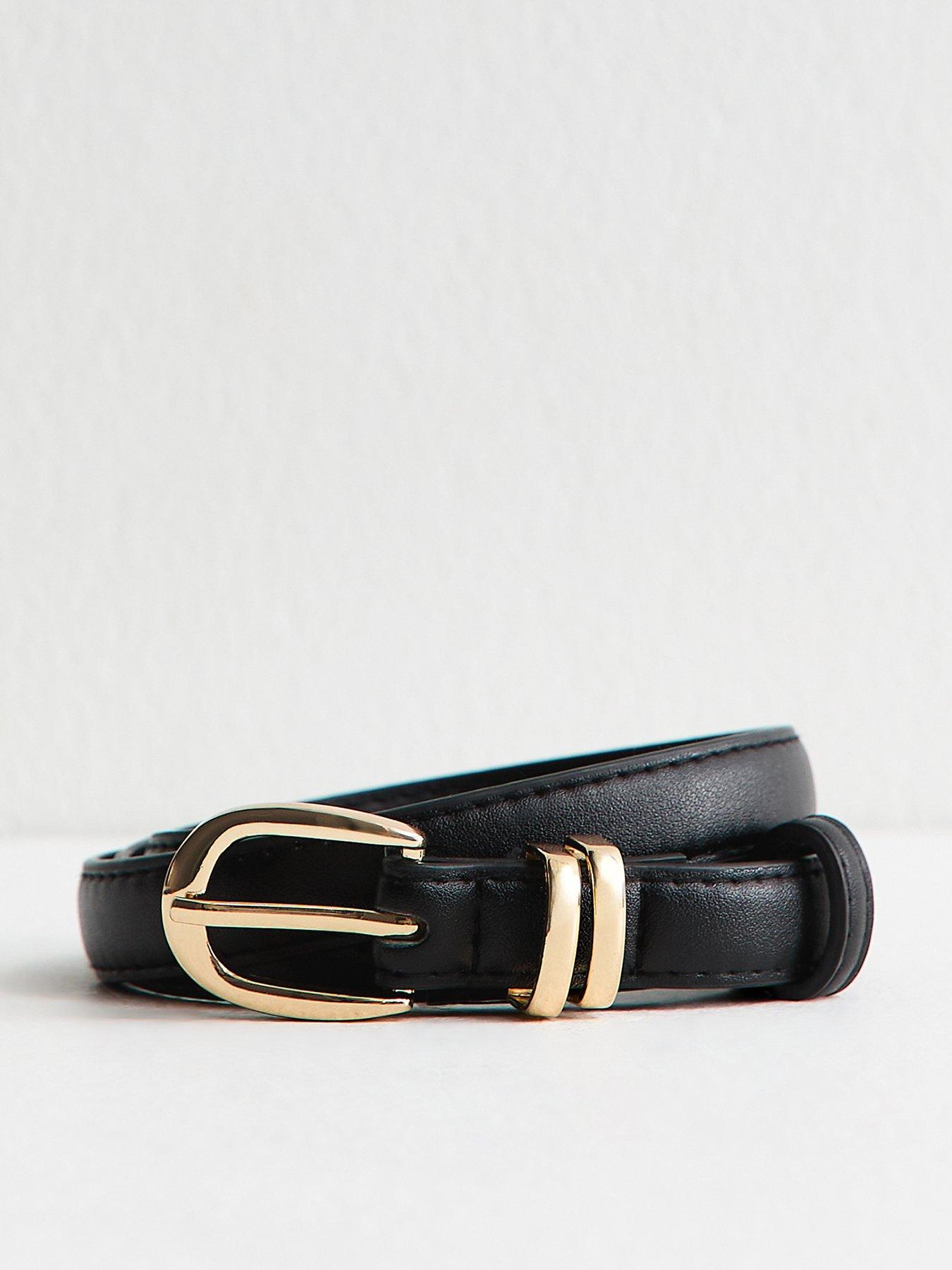 New Look Black Faux Leather Skinny Belt
