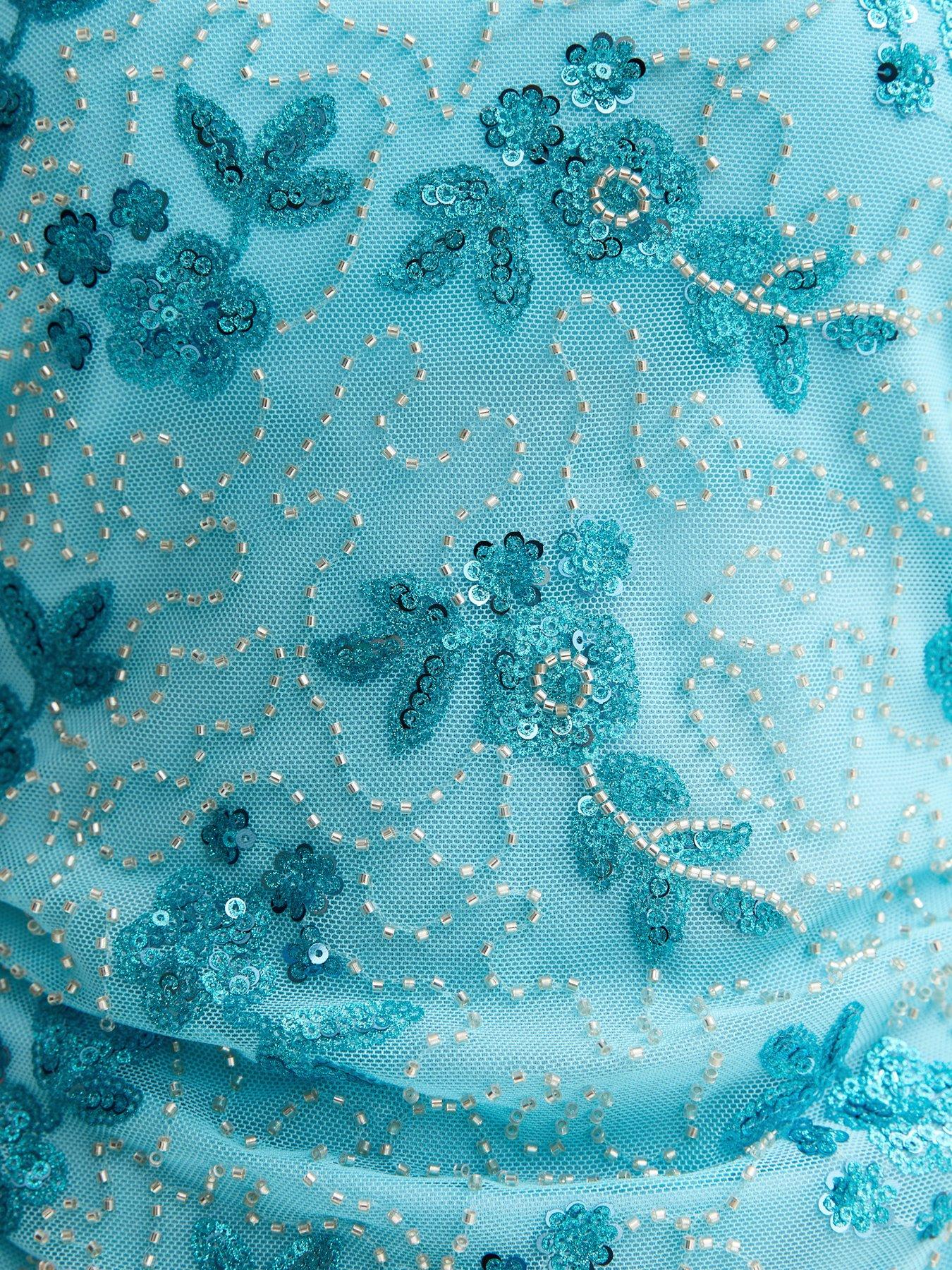 Image 5 of 5 of New Look 915 Mesh Sequin Bandeau Top - Light Blue