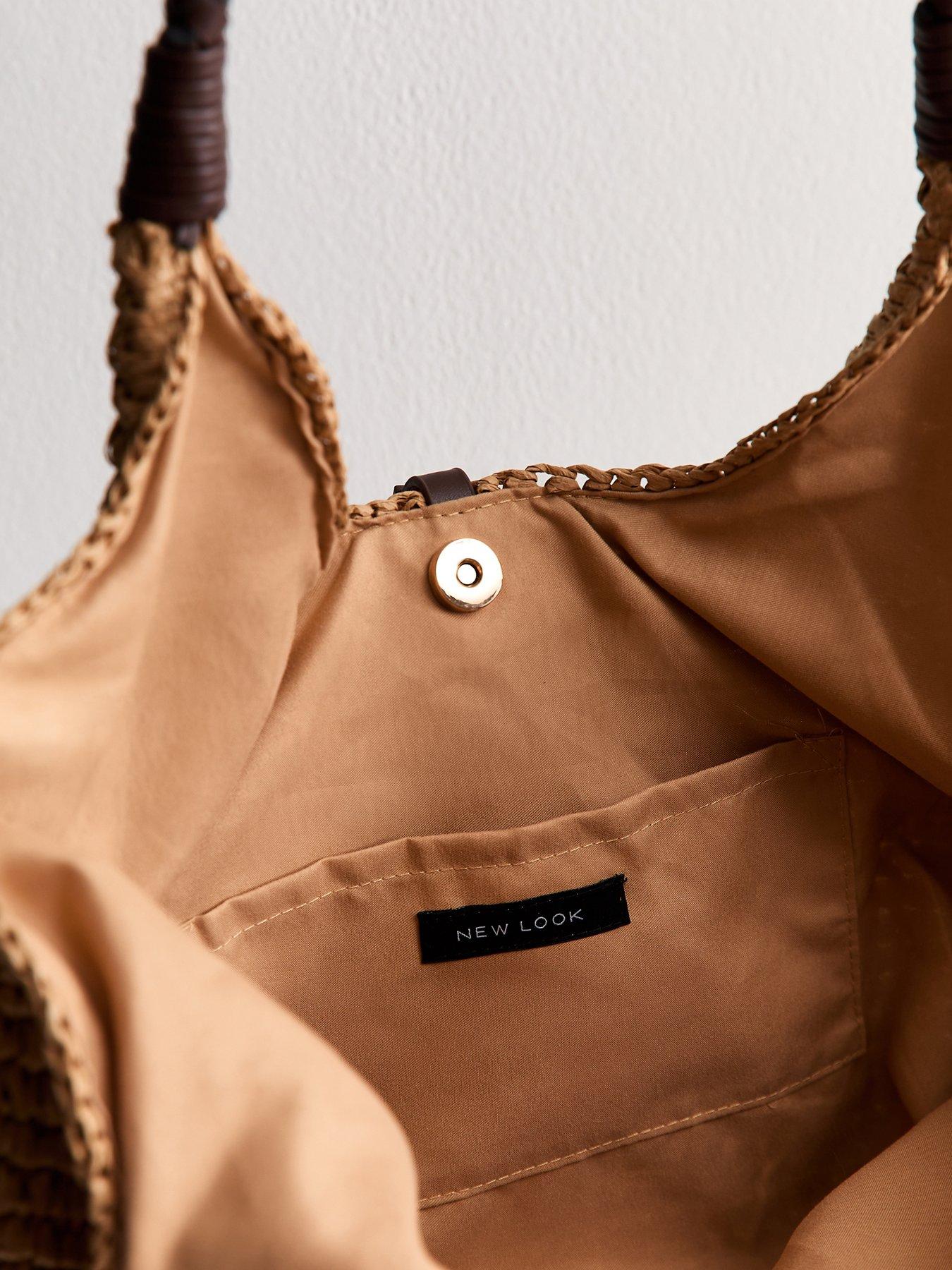  image of new-look-woven-plaited-handle-bag-stone