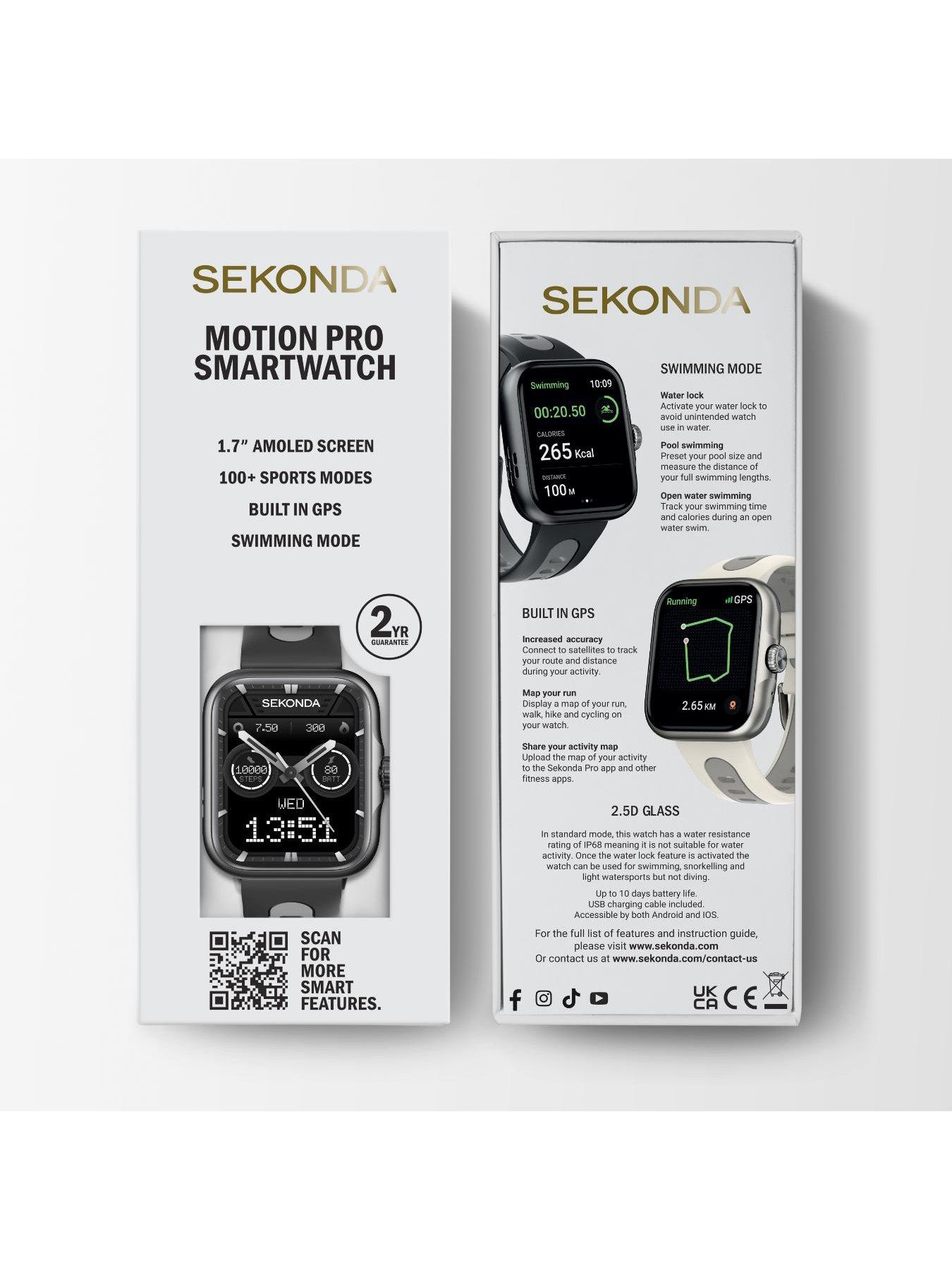 Image 7 of 7 of Sekonda Womens Motion Pro Black &amp; Grey Silicone Bracelet with AMOLED Dial Smartwatch