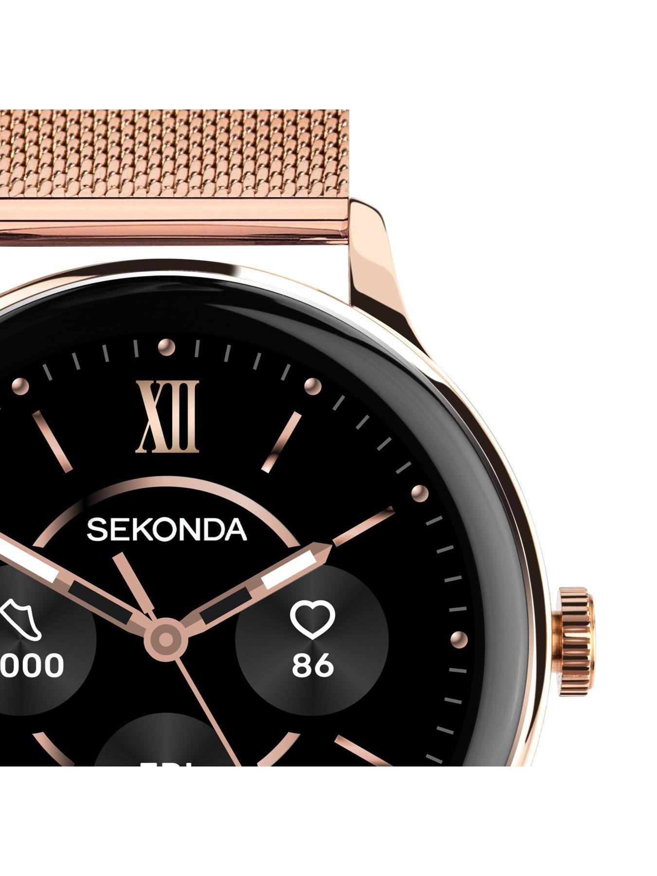  image of sekonda-womens-flex-plus-rose-gold-stainless-steel-bracelet-with-amoled-dial-smartwatch