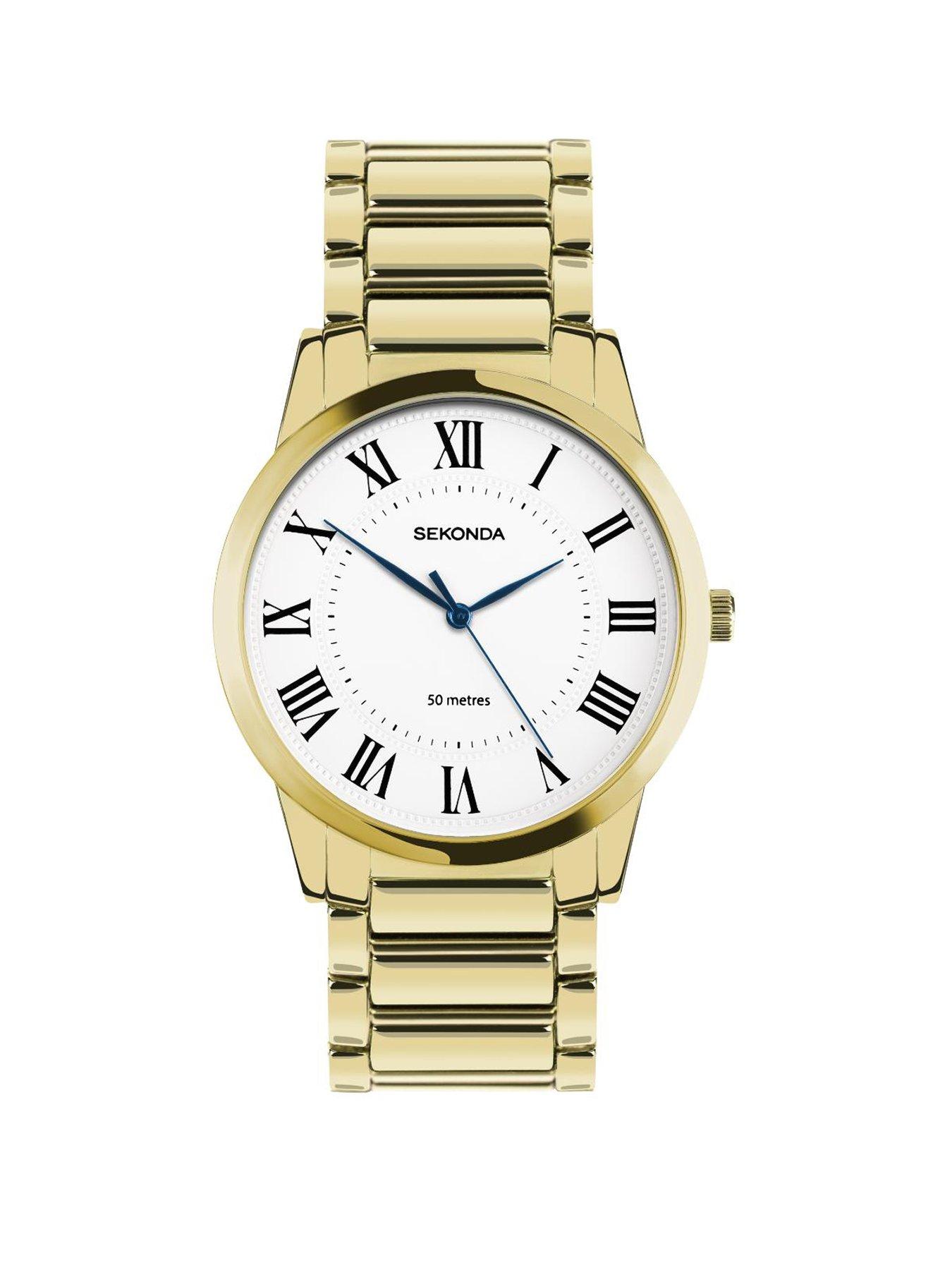 image of sekonda-mens-beaumont-gold-alloy-bracelet-with-white-dial-analogue-watch