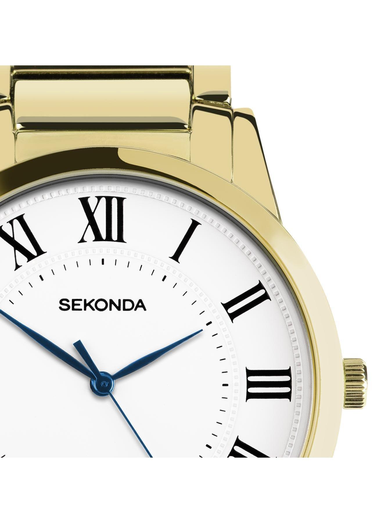  image of sekonda-mens-beaumont-gold-alloy-bracelet-with-white-dial-analogue-watch