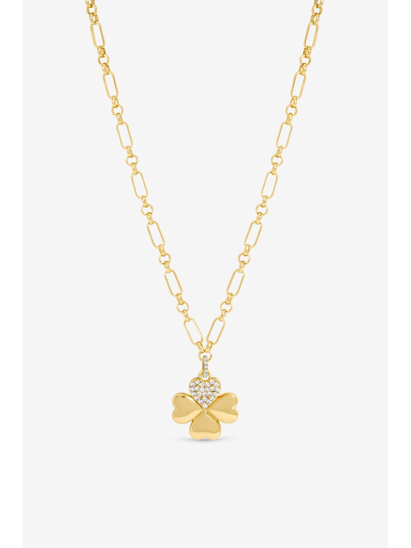 stillFront image of mood-gold-plated-clover-pendant-gift-boxed