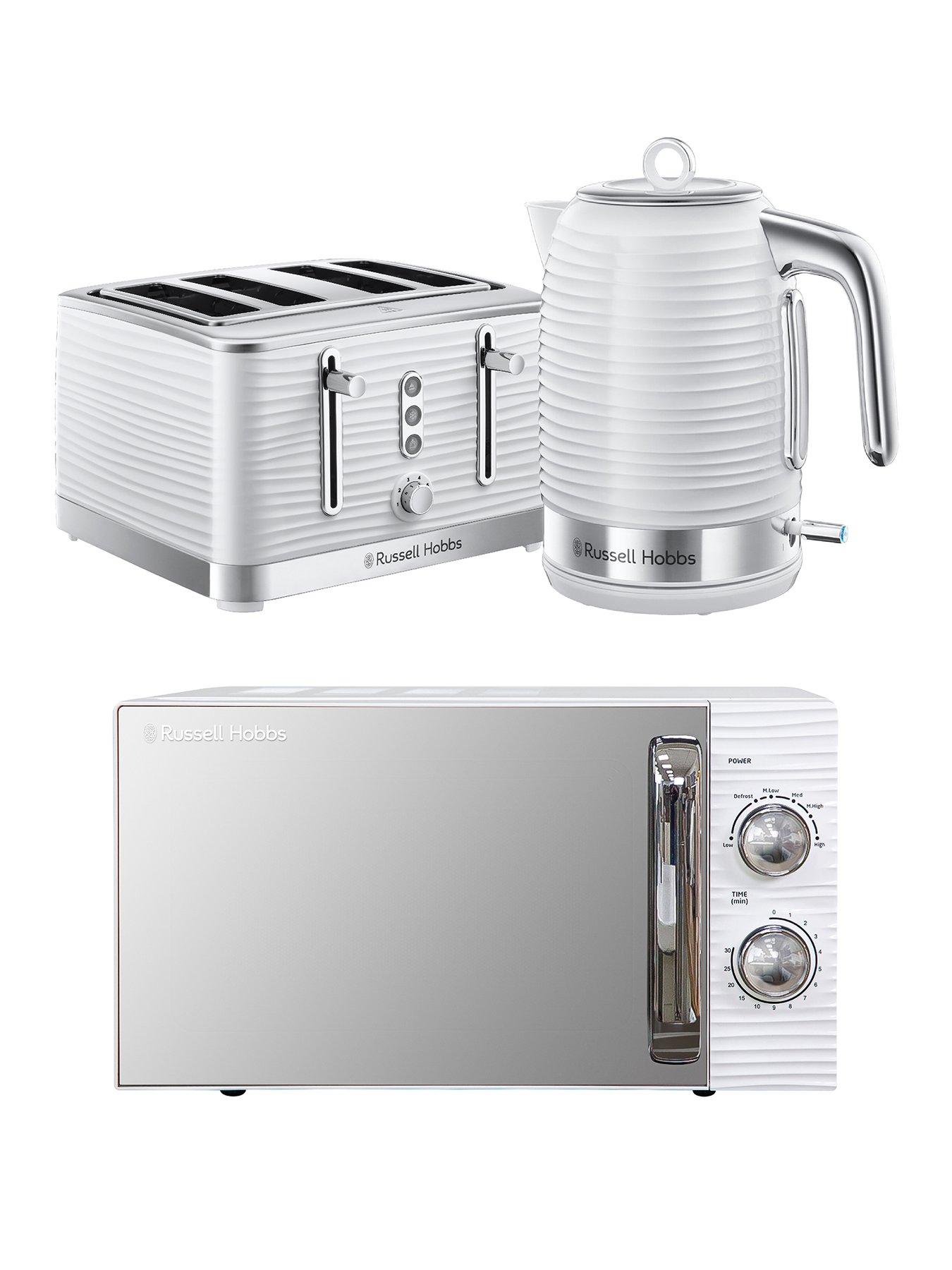 Russell Hobbs Inspire Bundle - Kettle, 4 Slice Toaster and Microwave - White