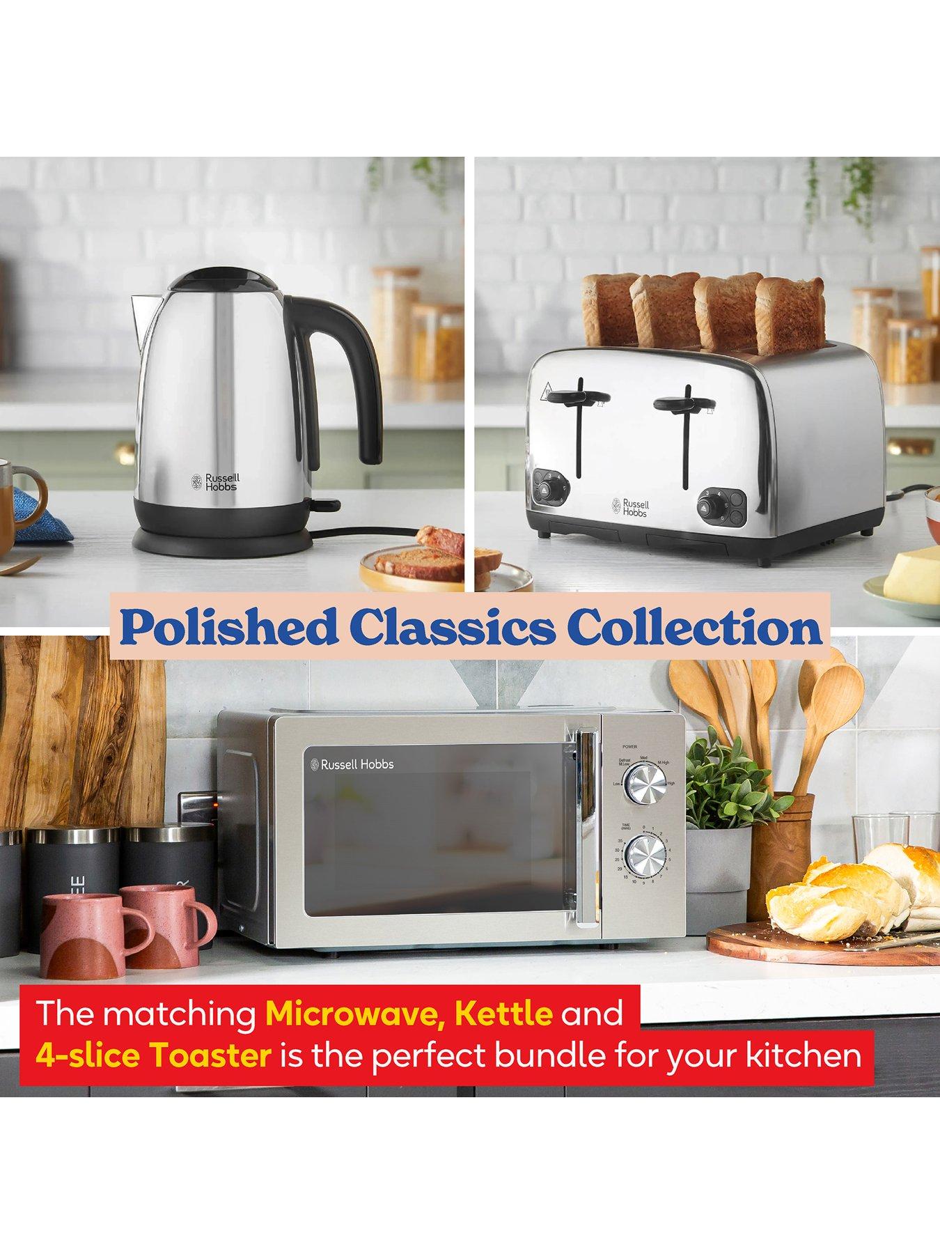 Image 2 of 7 of Russell Hobbs Polished Classic Bundle - Kettle, 4 Slice Toaster and Microwave&nbsp;- Stainless Steel