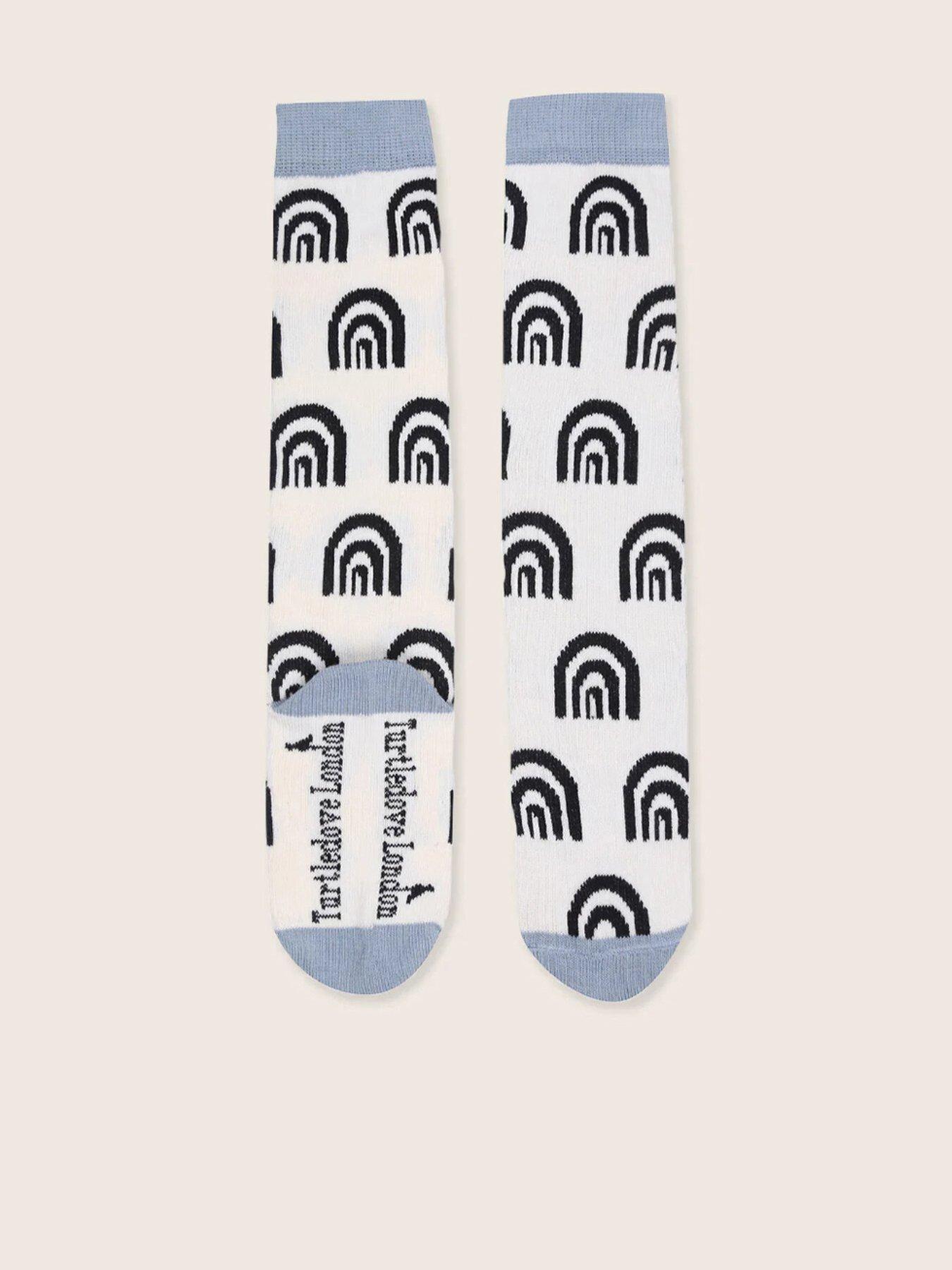 Turtledove London Kids Organic Cotton Knee High Rainbow Socks - White