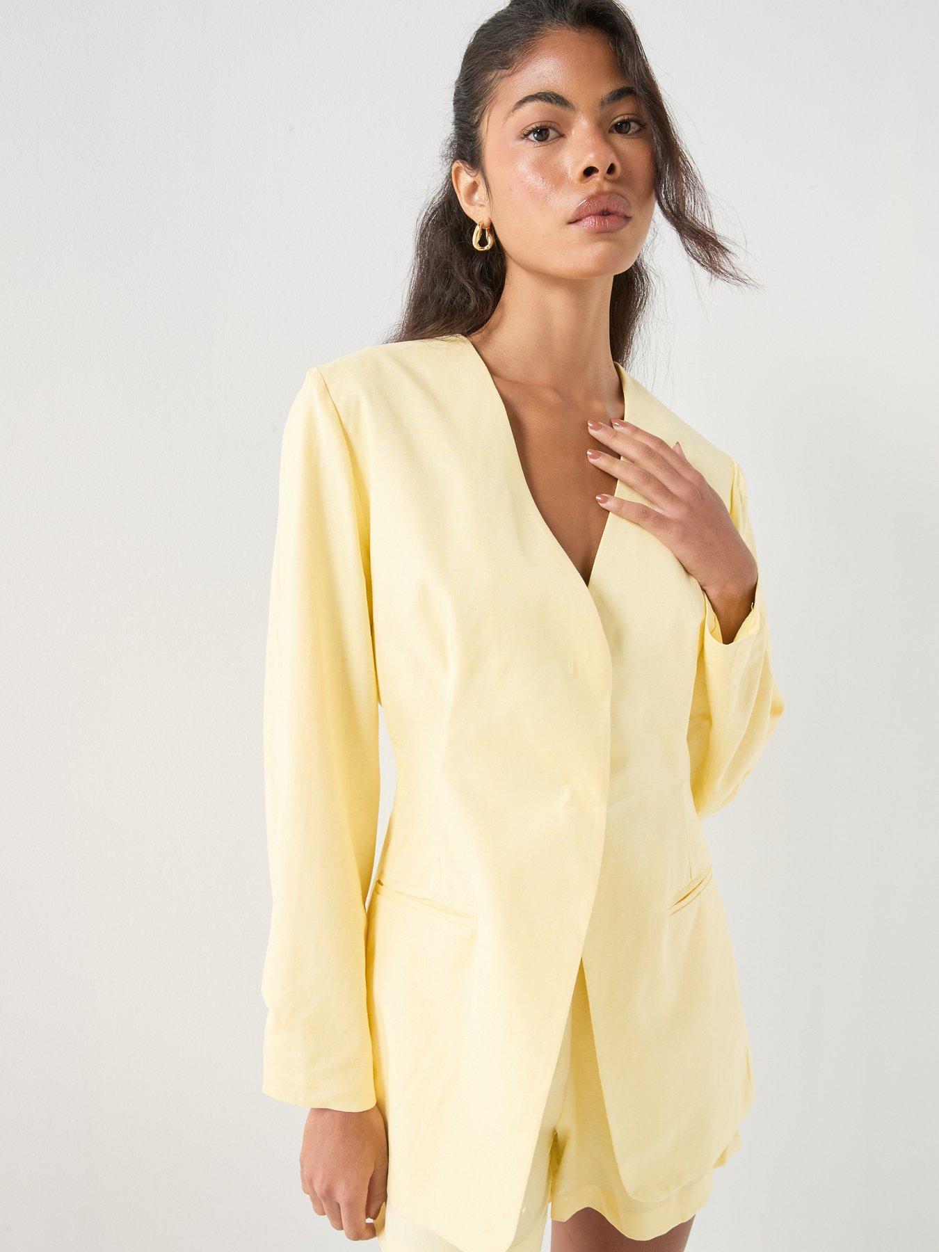  image of style-cheat-balloon-sleeve-blazer-yellow