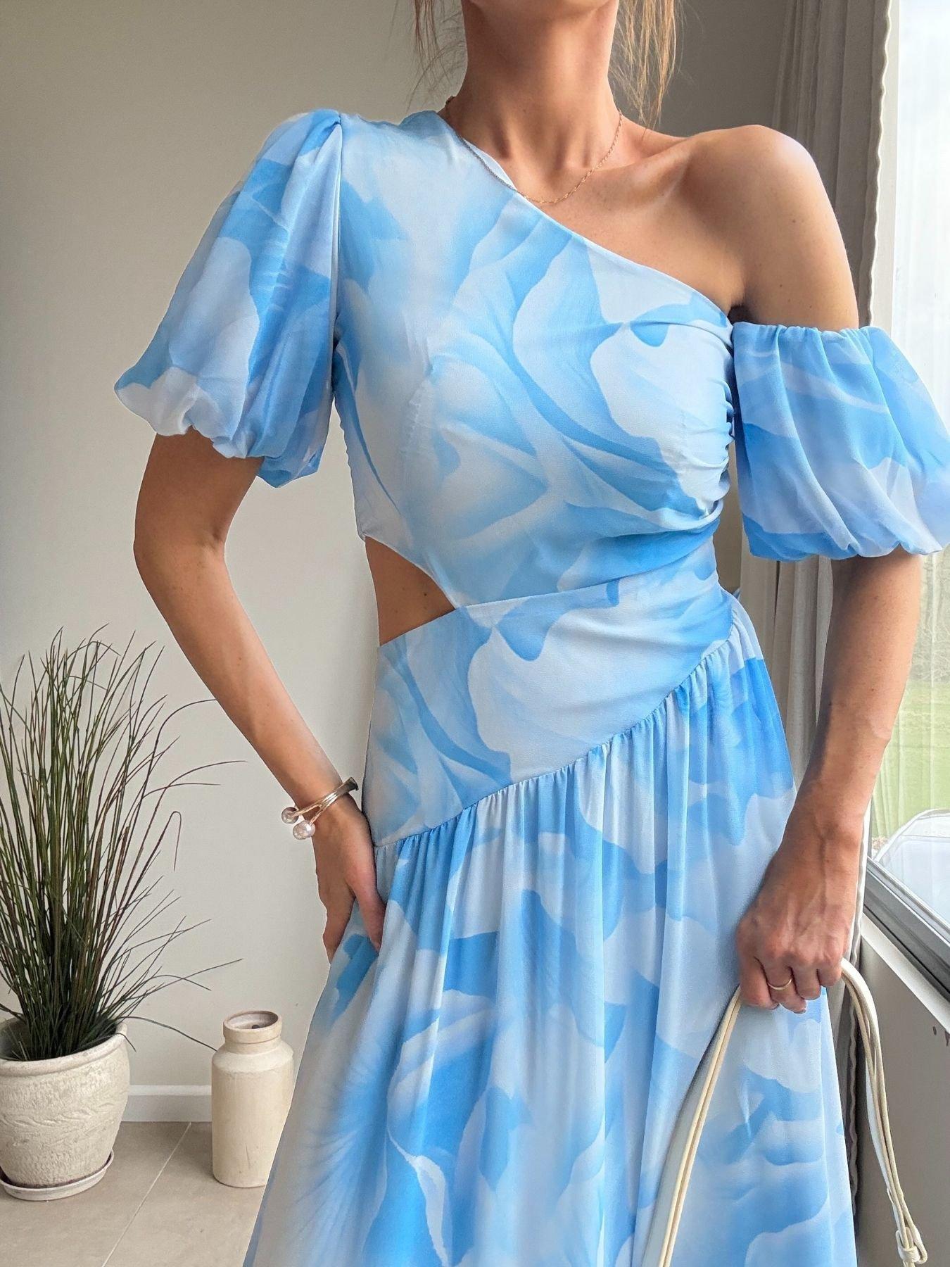 Image 4 of 4 of Style Cheat Assymetric Cutout Dress - Blue