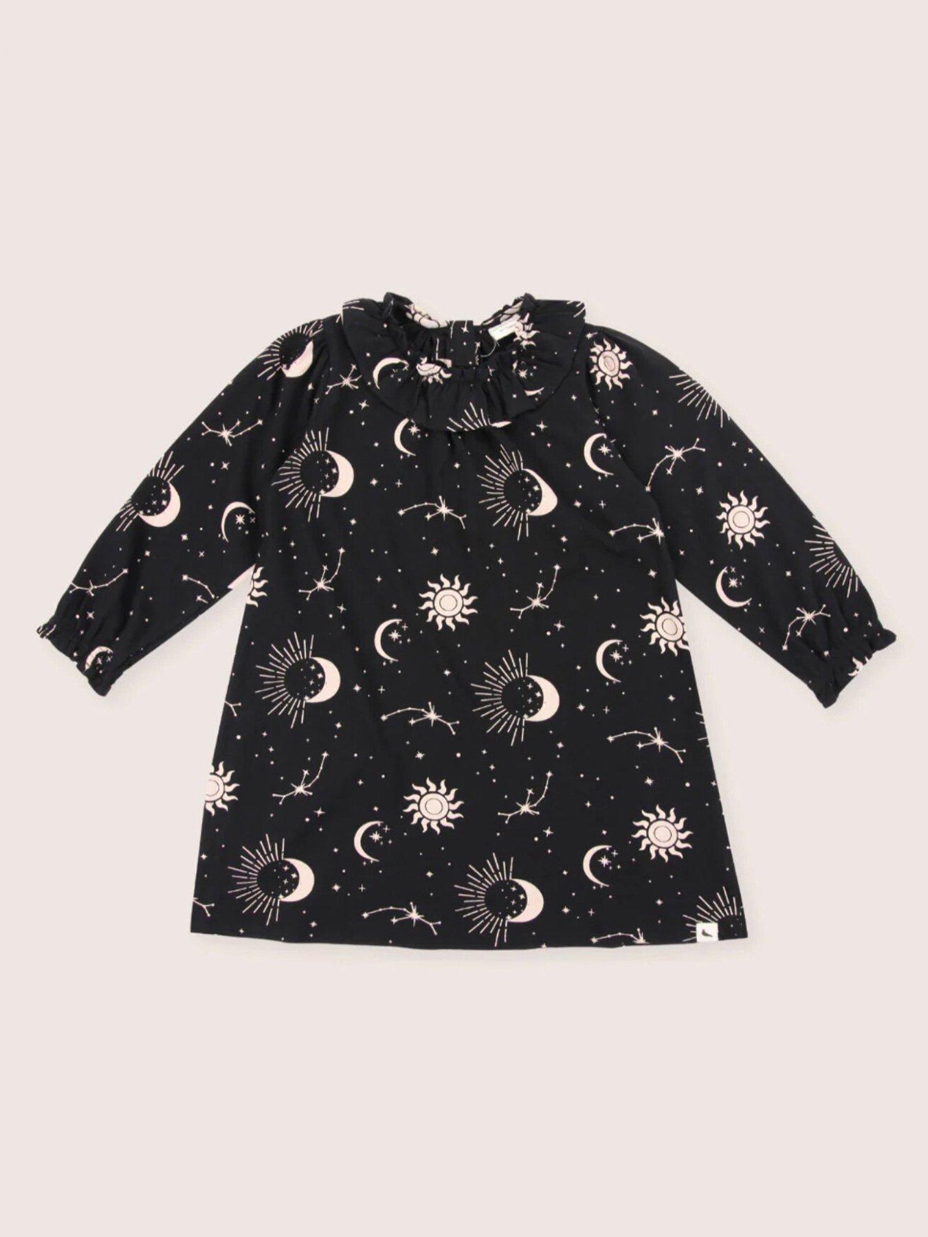 Image 2 of 4 of Turtledove London Girls Cotton Astrology Dress - Black