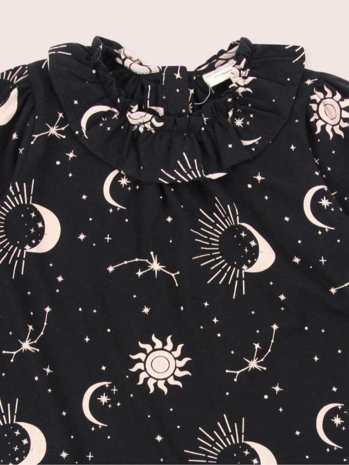 Image 4 of 4 of Turtledove London Girls Cotton Astrology Dress - Black