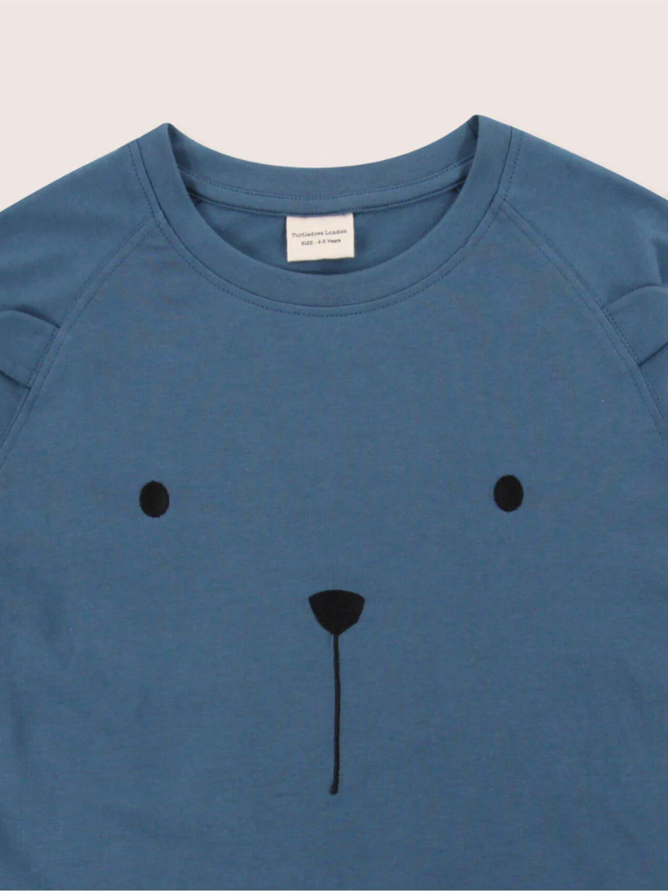  image of turtledove-london-kids-cotton-bear-character-top-blue
