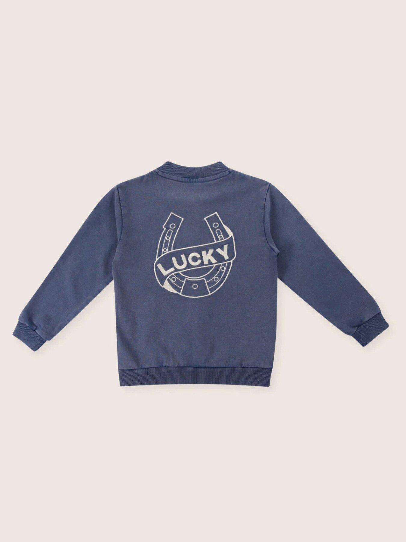 image of turtledove-london-kids-cotton-lucky-embroidered-jacket-blue