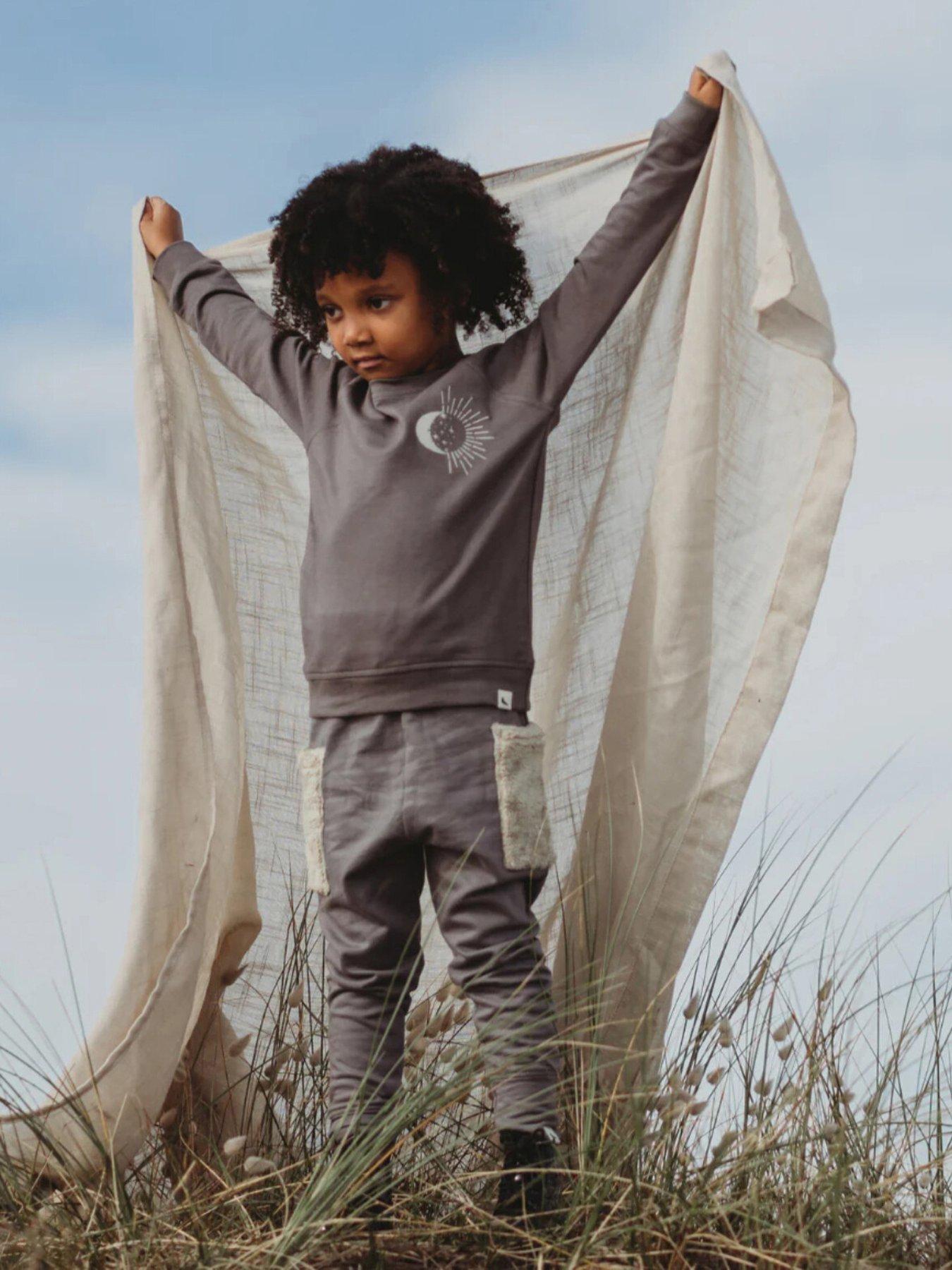  image of turtledove-london-kids-cotton-moon-motif-sweatshirt-grey