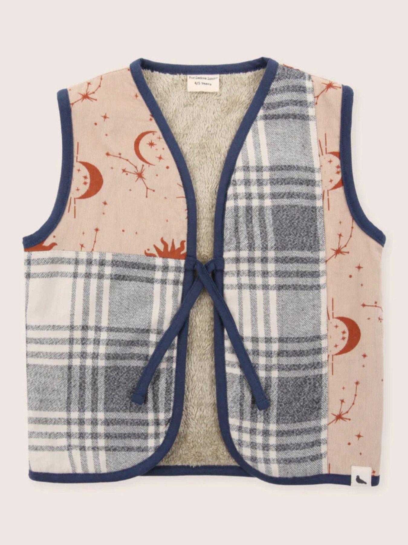 front image of turtledove-london-girls-cotton-patchwork-gilet-multi