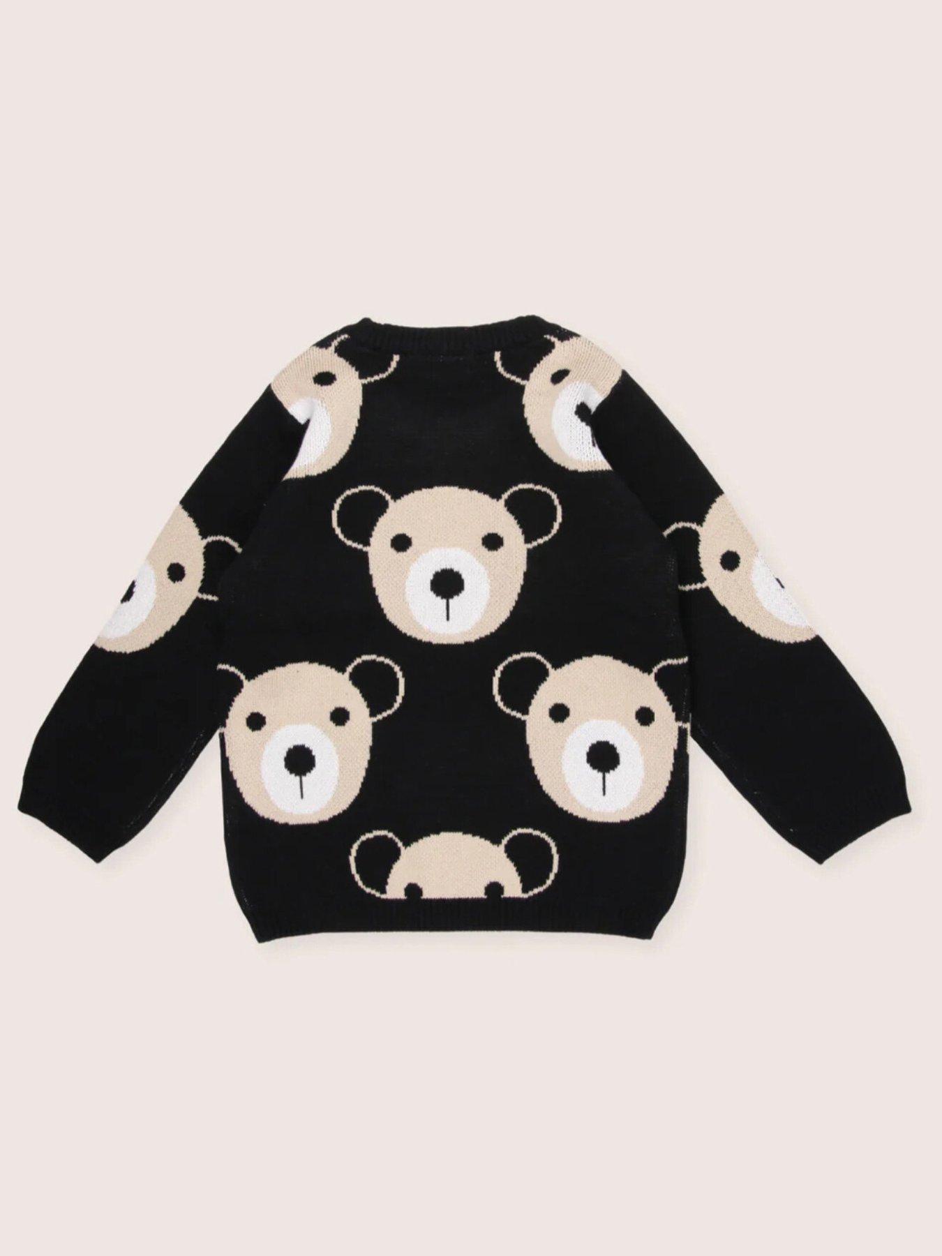  image of turtledove-london-kids-cotton-teddy-knitted-jumper-black