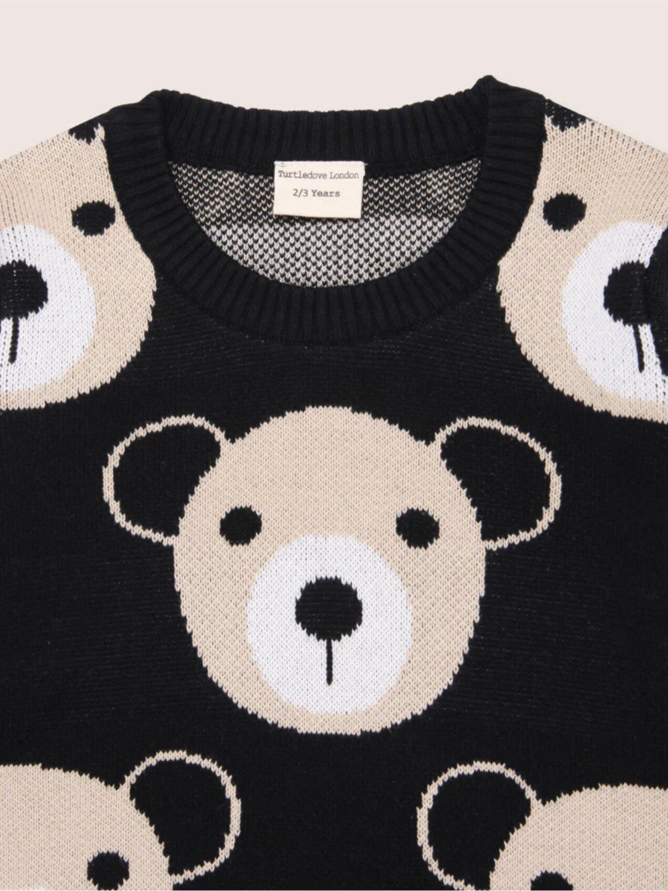  image of turtledove-london-kids-cotton-teddy-knitted-jumper-black