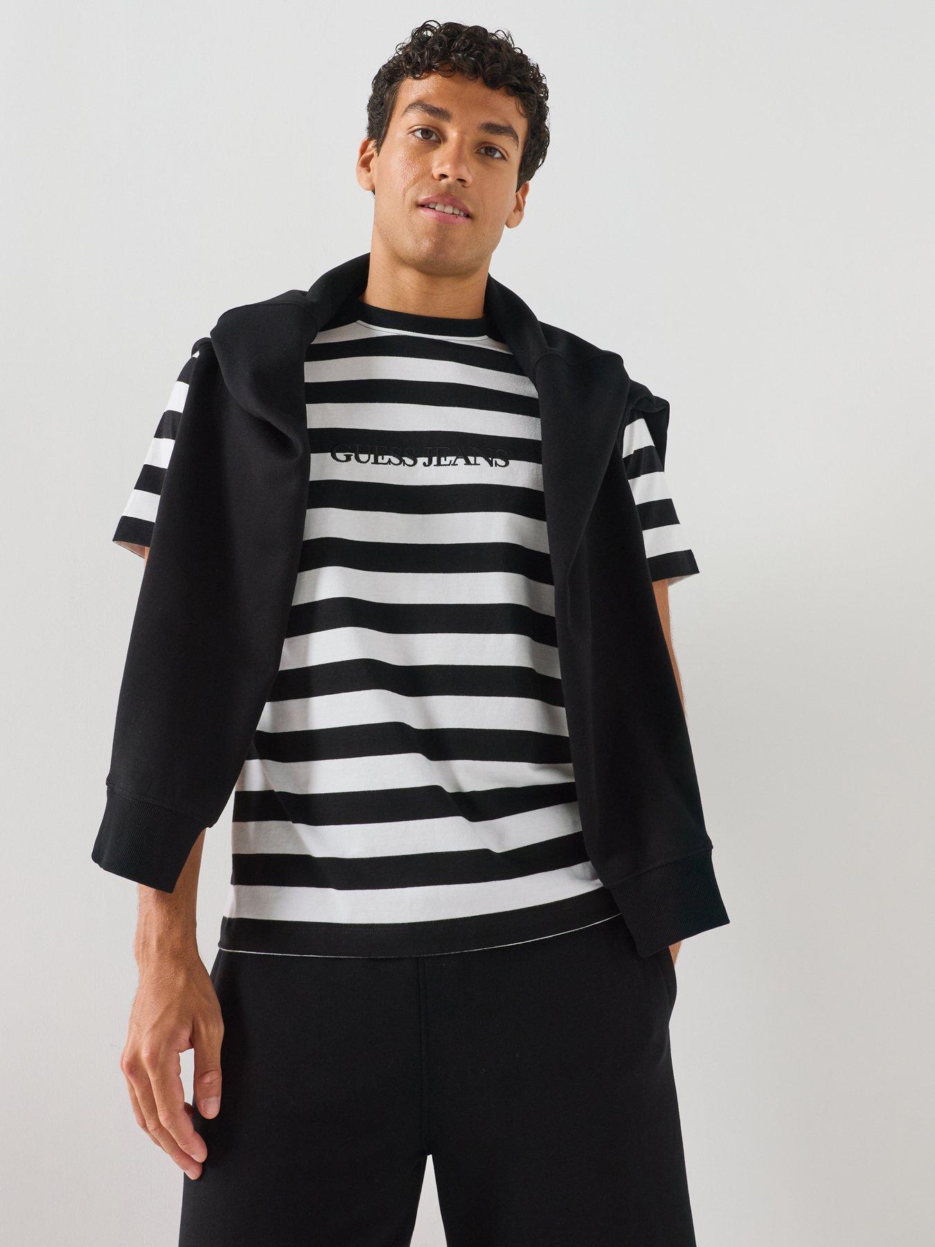 Image 4 of 6 of Guess Jeans Short Sleeve Stripe T-Shirt - White