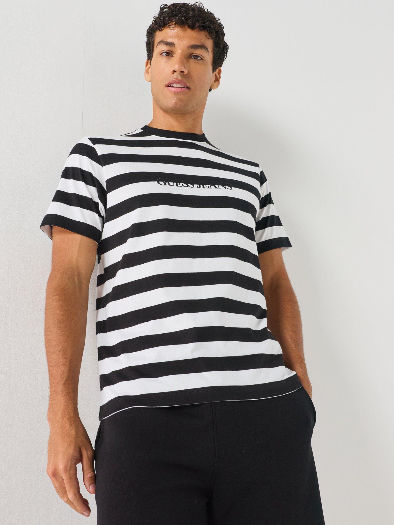 Image 5 of 6 of Guess Jeans Short Sleeve Stripe T-Shirt - White
