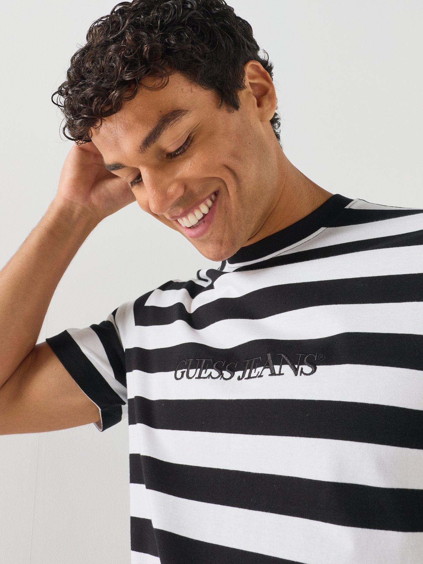 Image 6 of 6 of Guess Jeans Short Sleeve Stripe T-Shirt - White