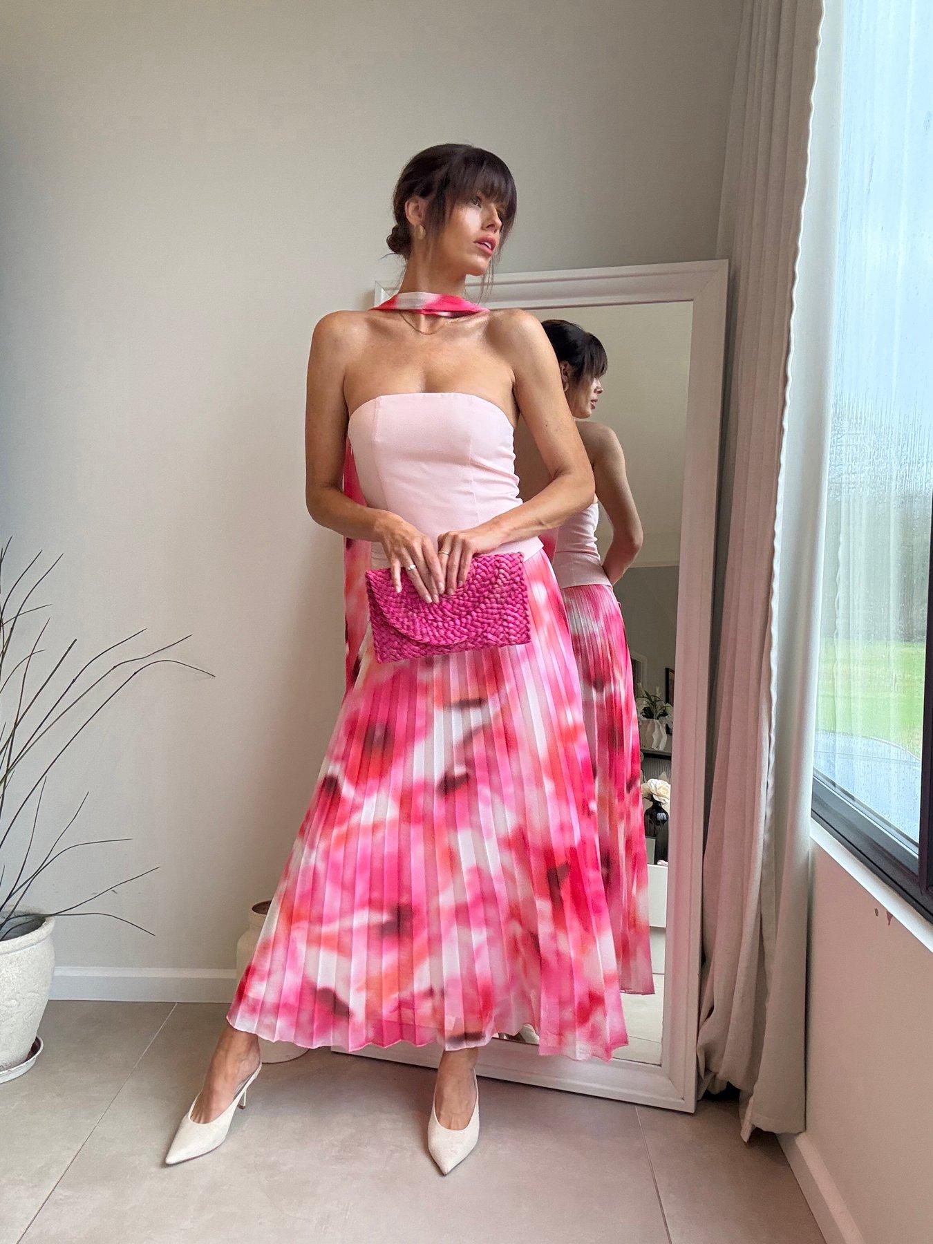 Style Cheat Bandeau Pleat Dress - Pink