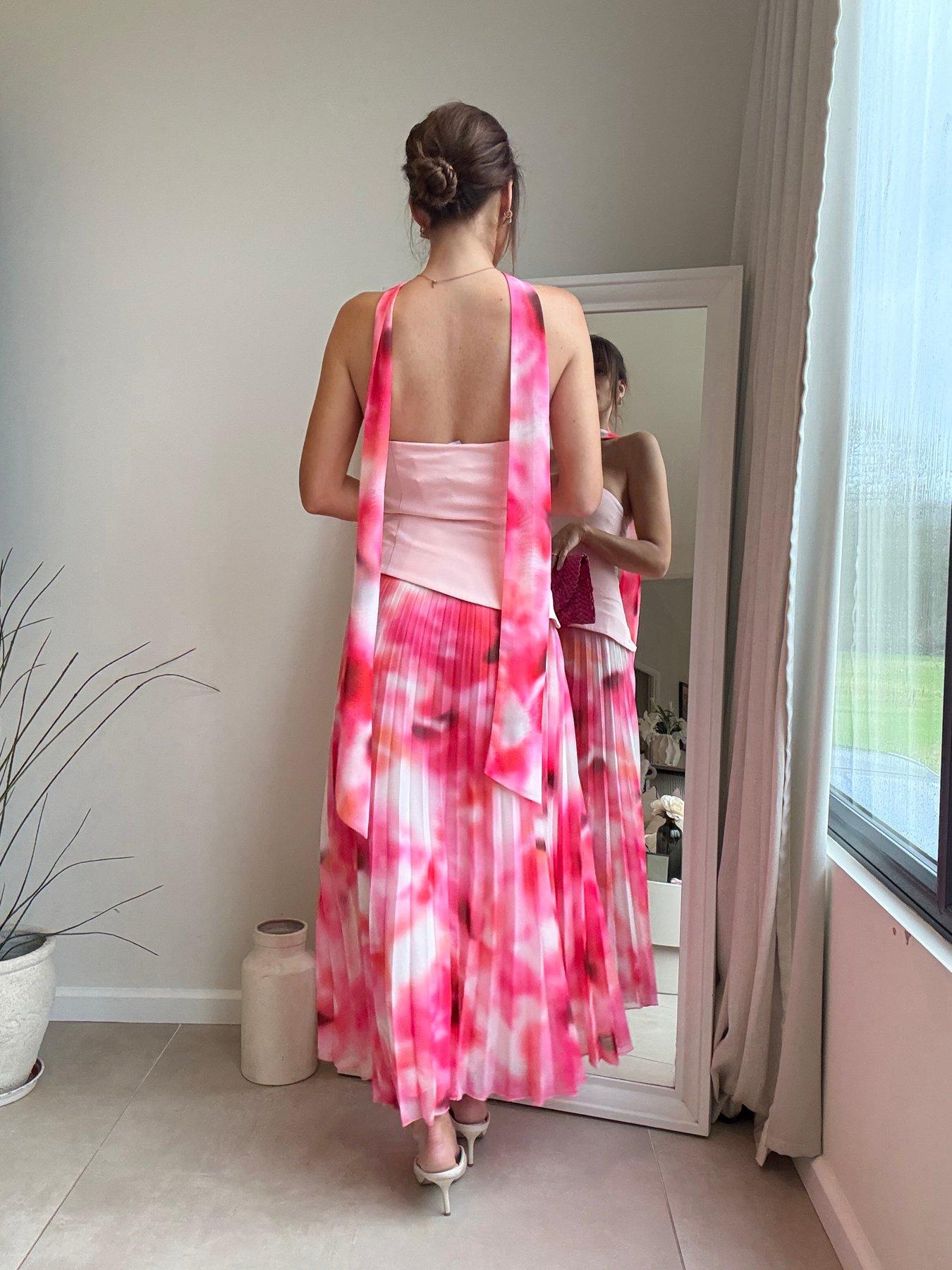  image of style-cheat-bandeau-pleat-dress-pink