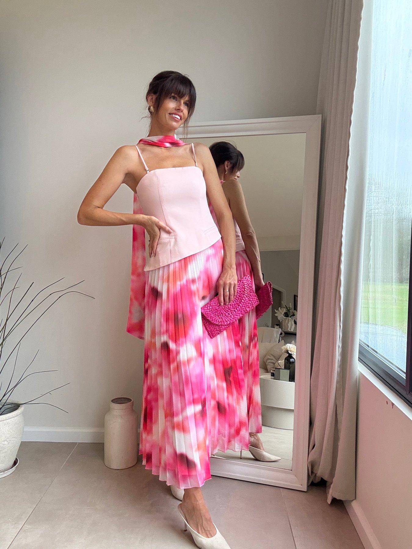  image of style-cheat-bandeau-pleat-dress-pink