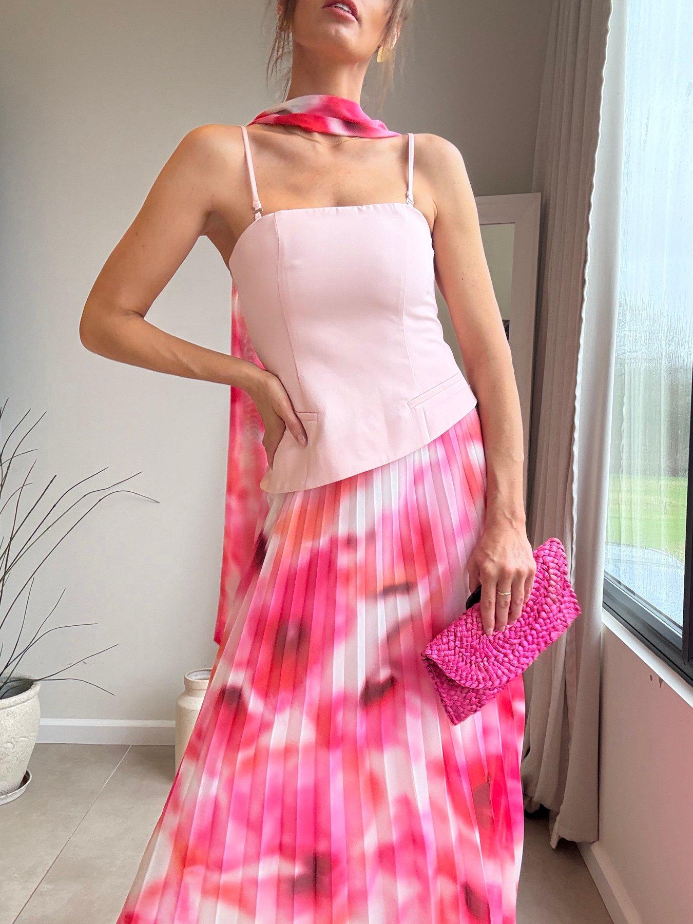  image of style-cheat-bandeau-pleat-dress-pink