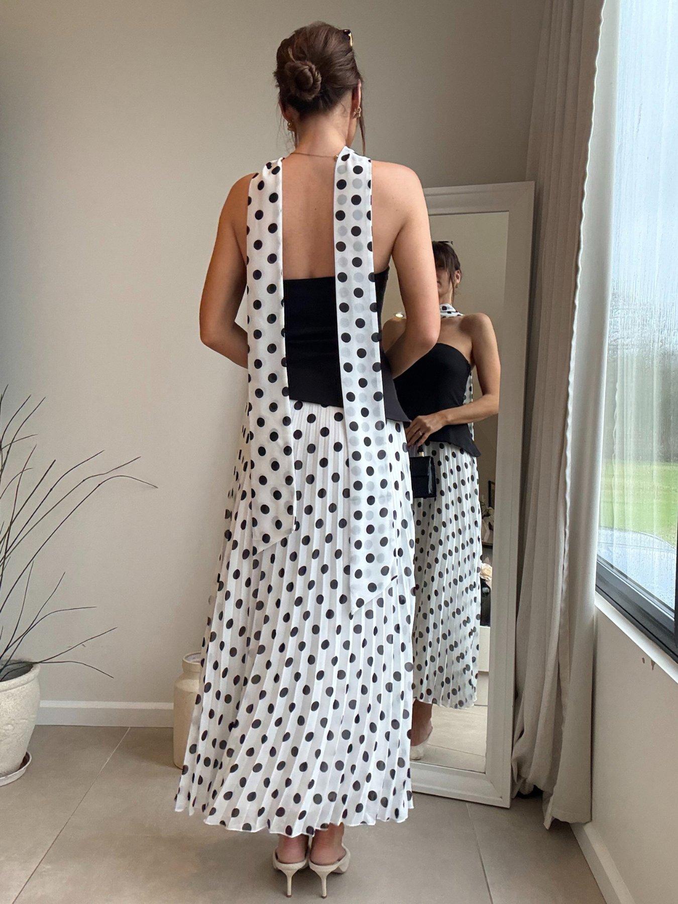  image of style-cheat-bandeau-pleat-dress-black