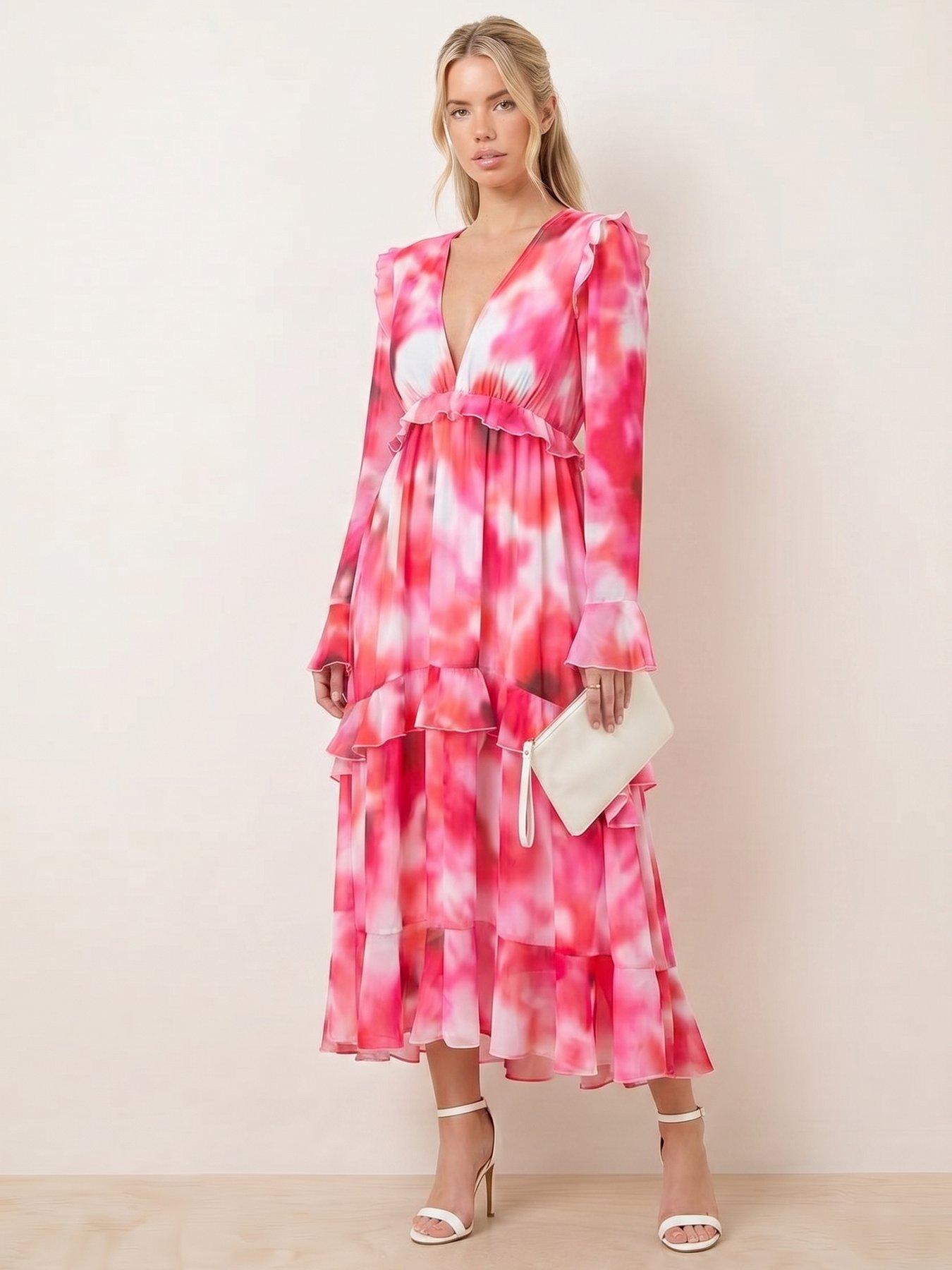 Style Cheat Birdie Long Sleeve Midi Dress - Pink