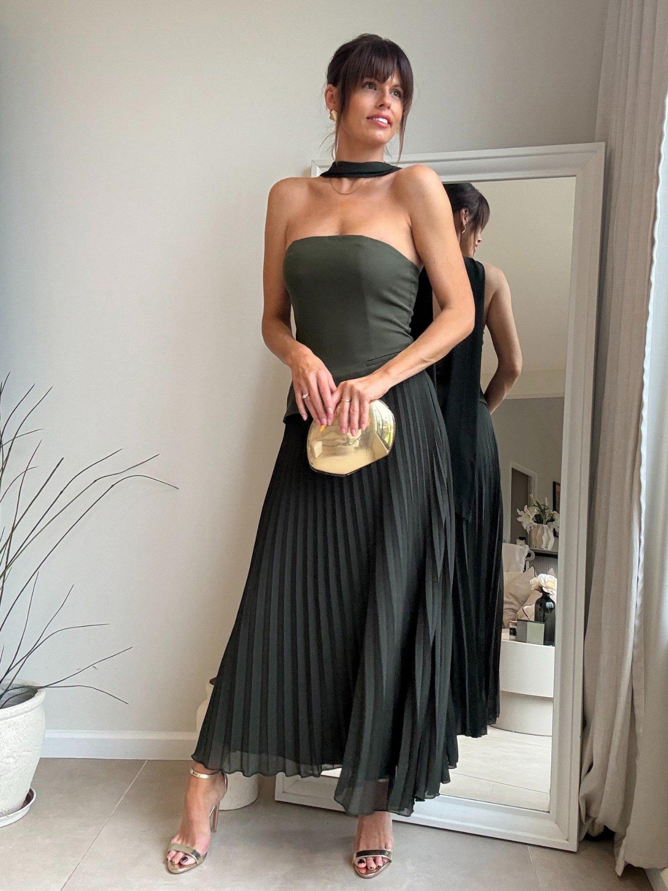 Style Cheat Pleat Scarf Dress - Green