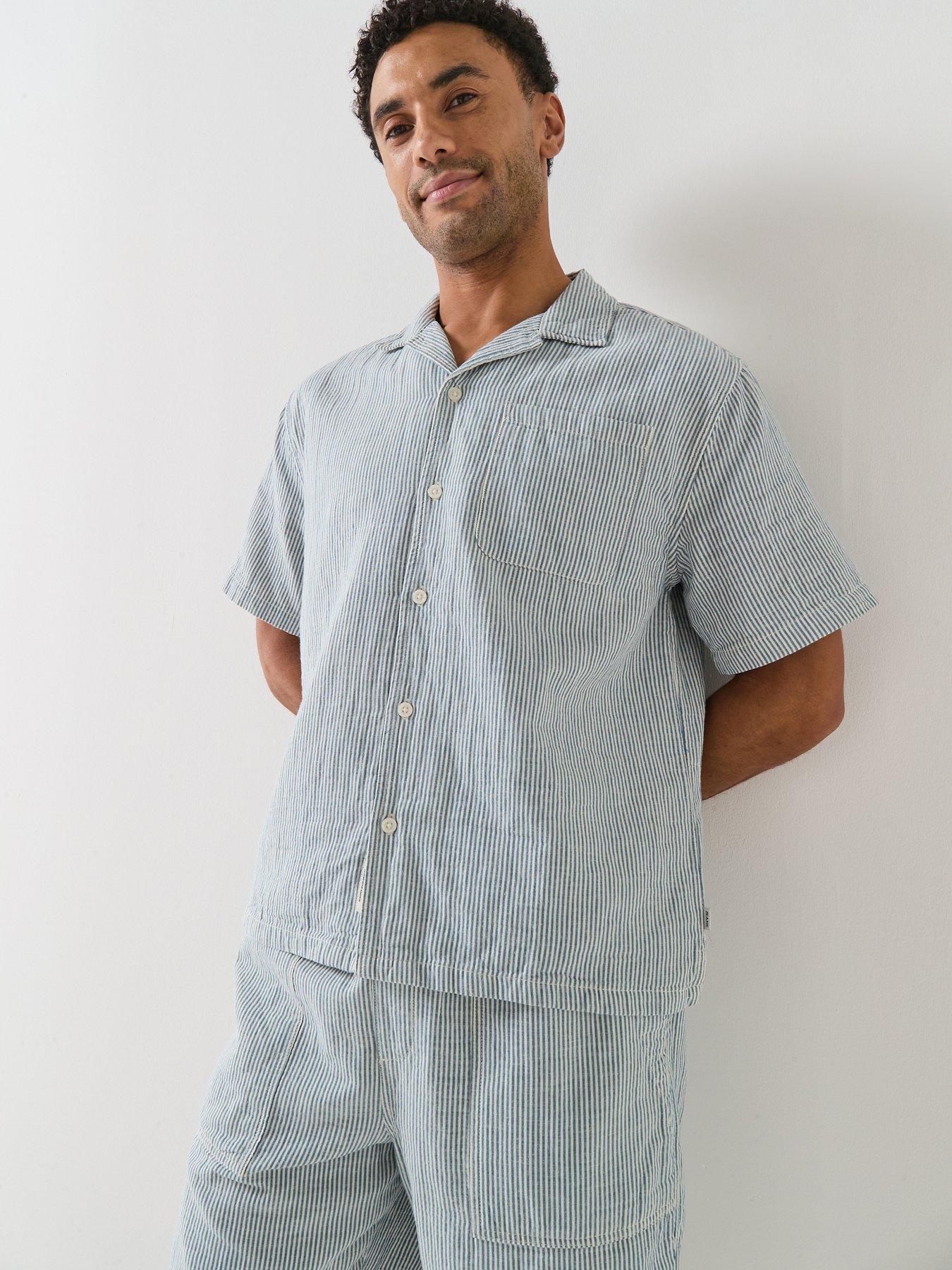 Guess Jeans Boxy Cropped Camp Shirt - Blue