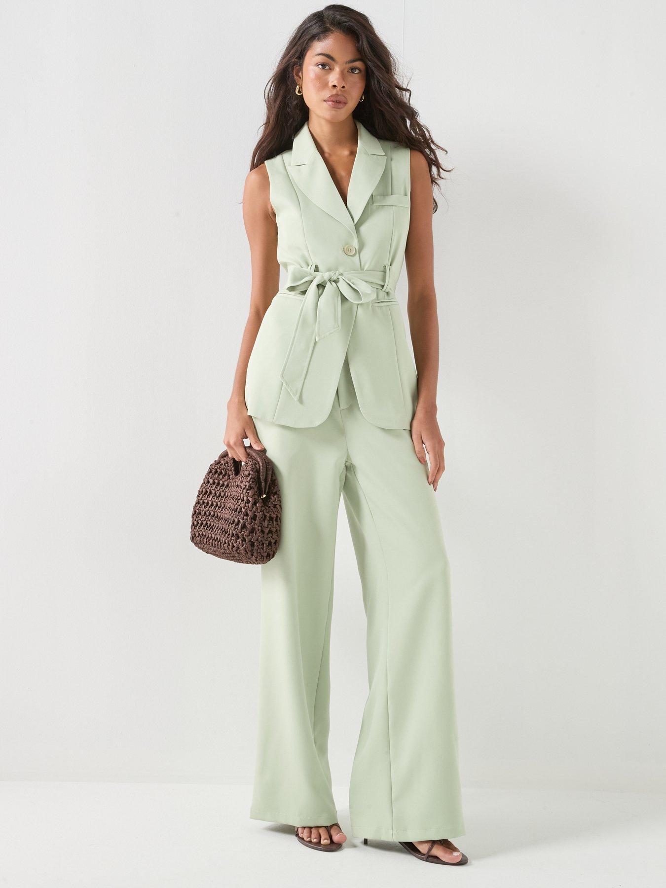 Image 3 of 4 of Style Cheat Tailored Wide Leg Trouser - Green