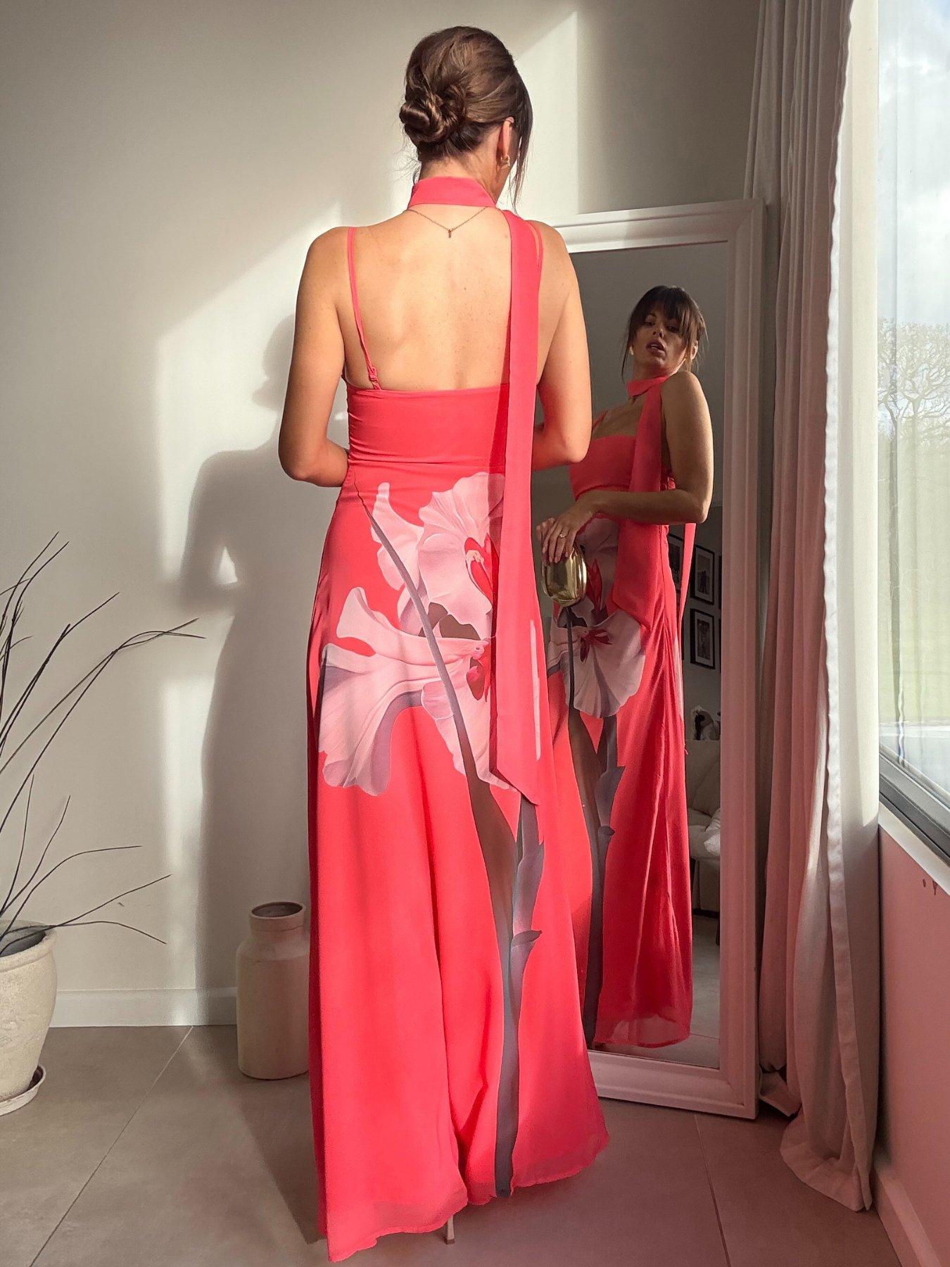 Image 2 of 4 of Style Cheat Satin Scarf Dress - Pink