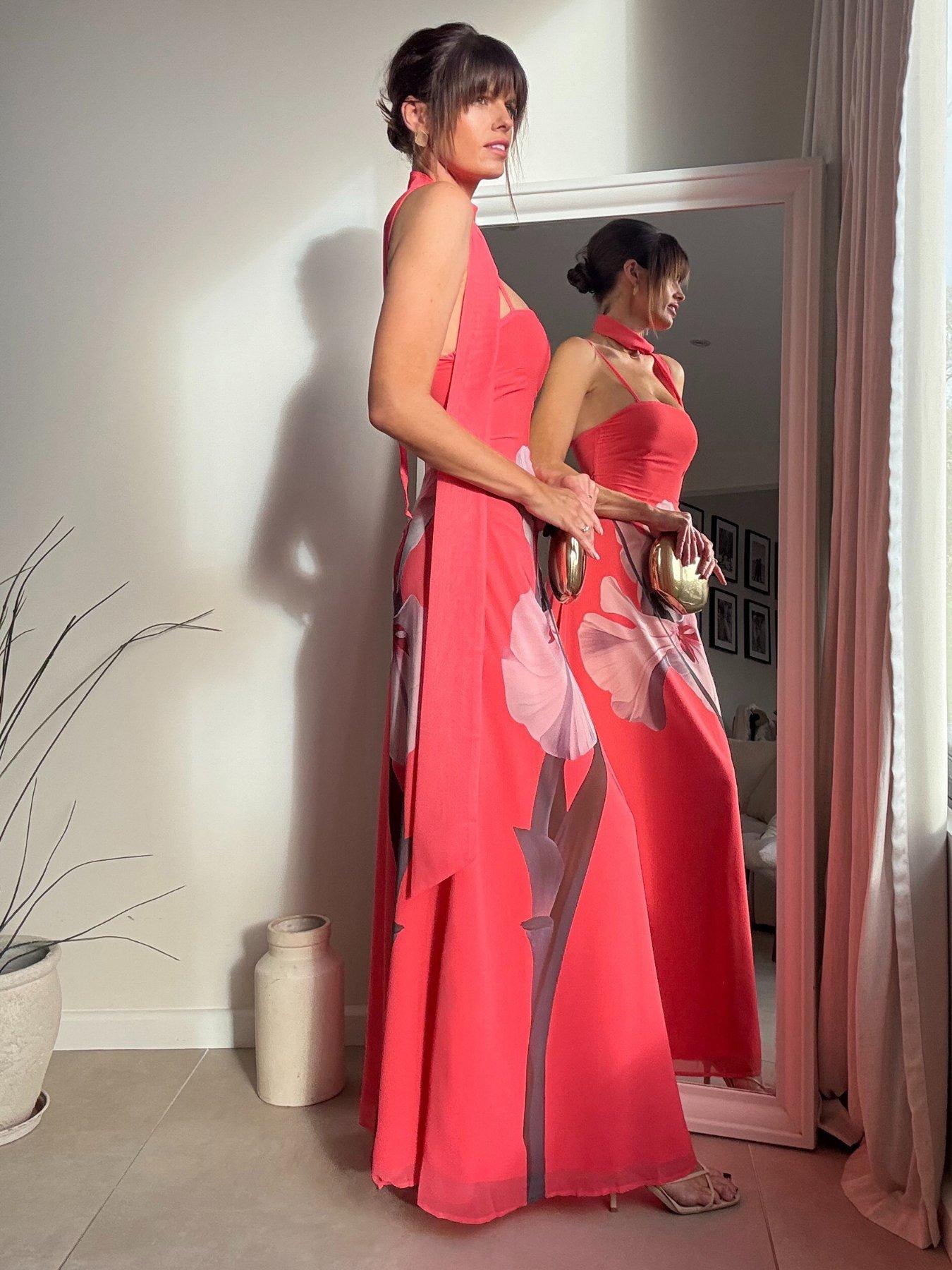 Image 3 of 4 of Style Cheat Satin Scarf Dress - Pink