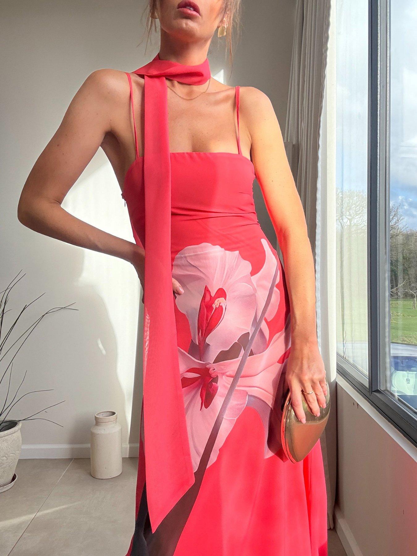  image of style-cheat-satin-scarf-dress-pink