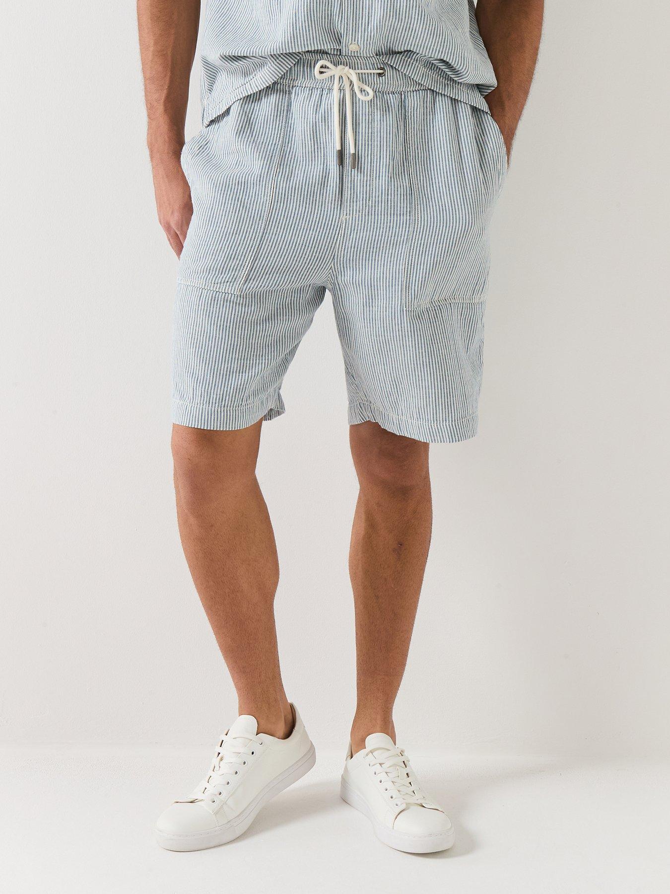 Image 1 of 6 of Guess Jeans Co-Ord Striped Shorts - Blue