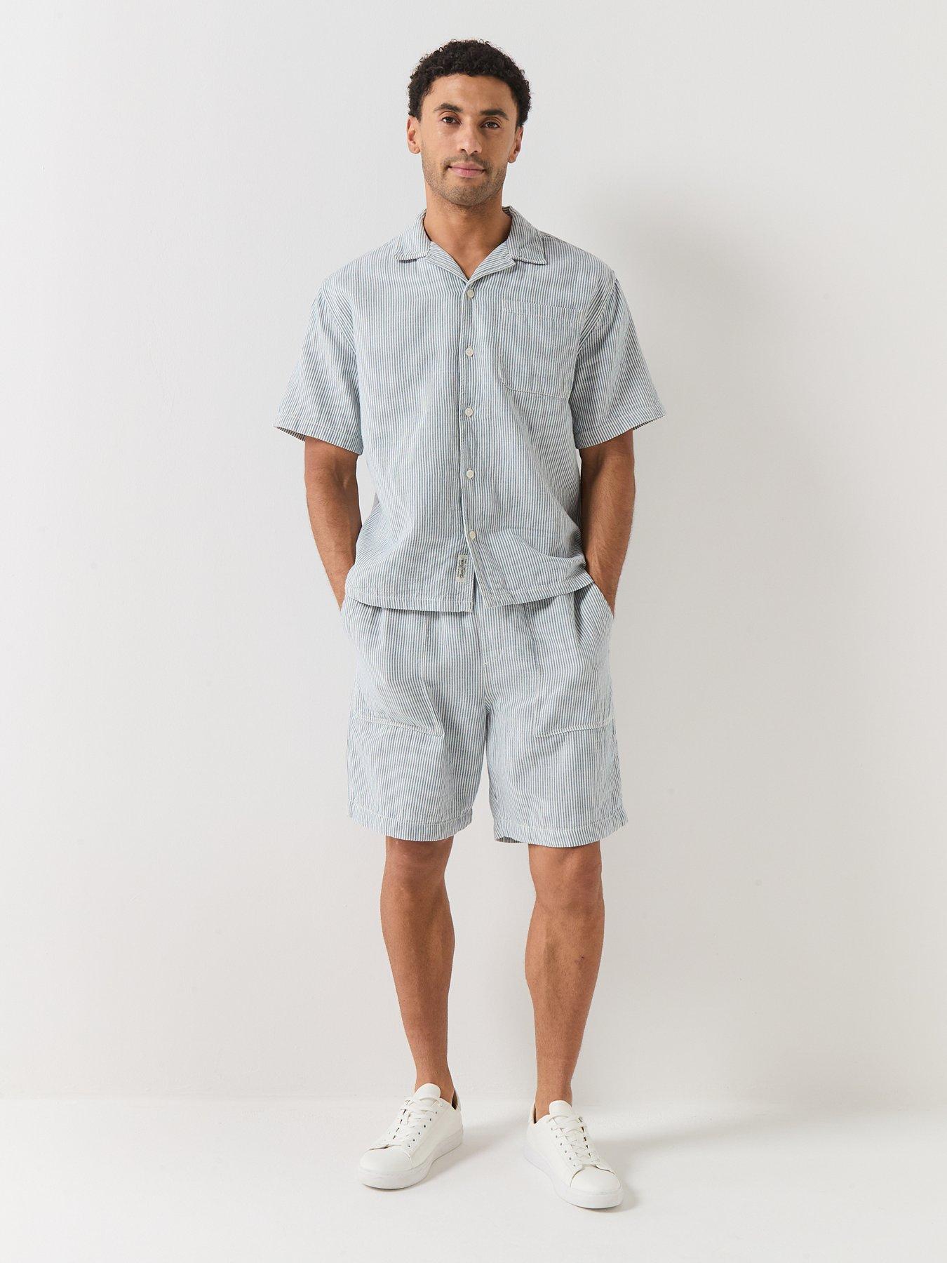 Image 3 of 6 of Guess Jeans Co-Ord Striped Shorts - Blue