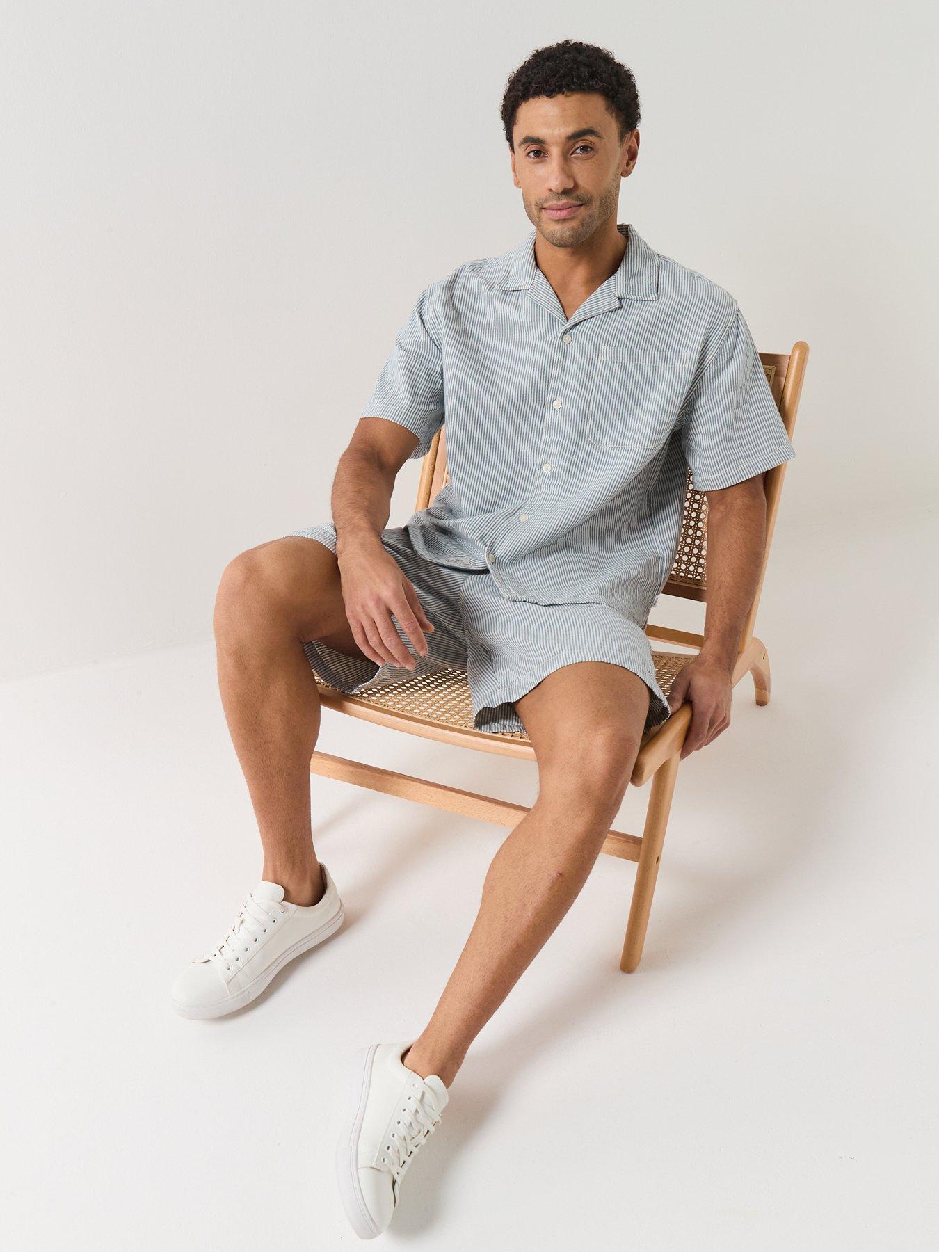 Image 4 of 6 of Guess Jeans Co-Ord Striped Shorts - Blue