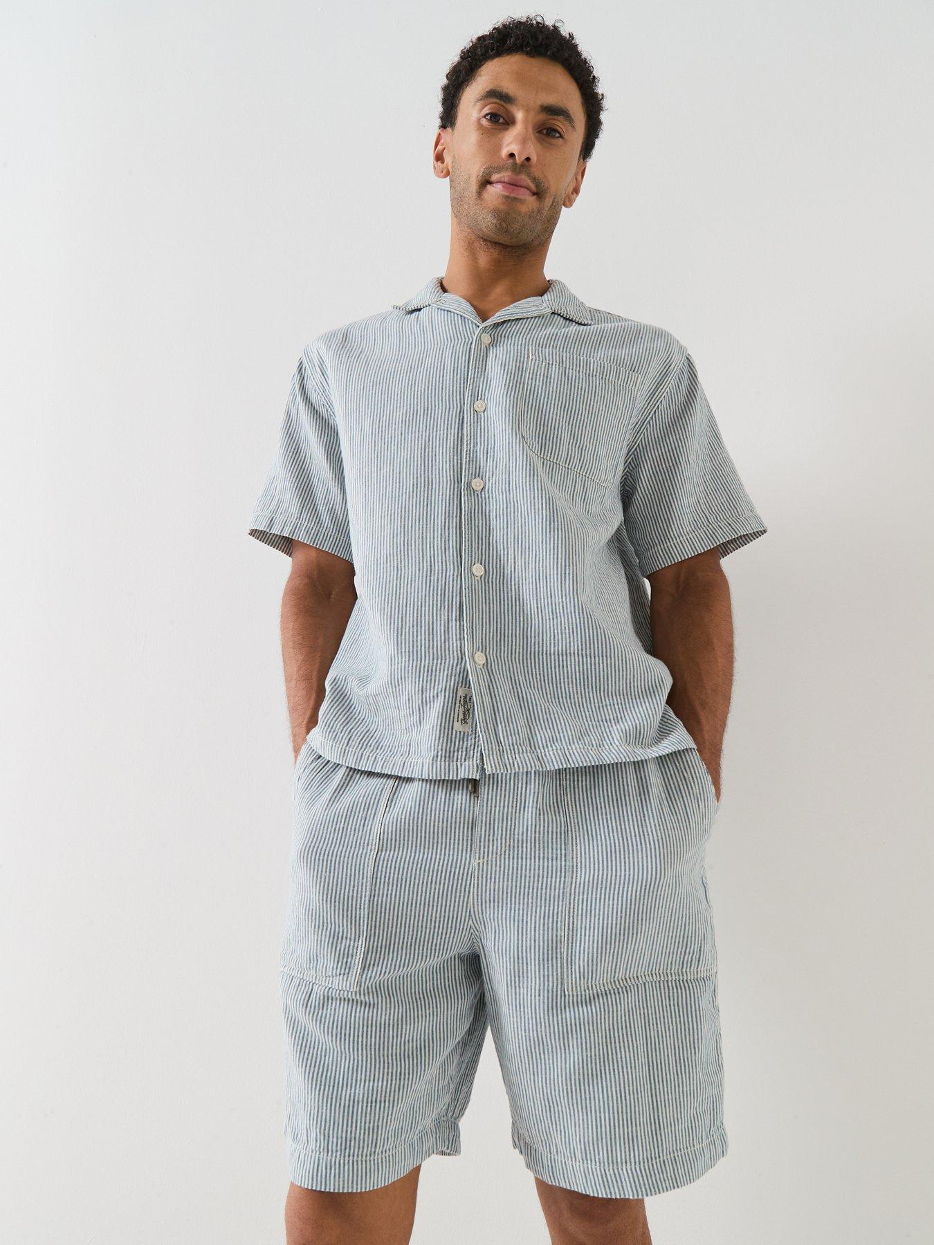 Image 5 of 6 of Guess Jeans Co-Ord Striped Shorts - Blue