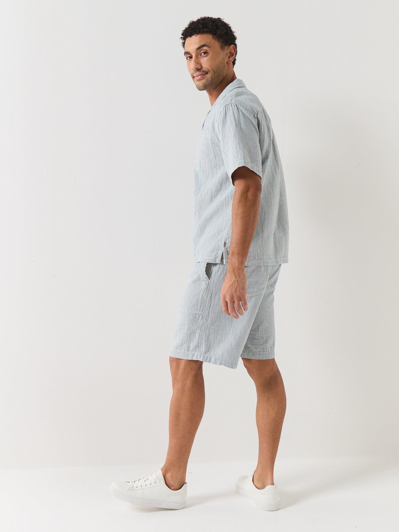 Image 6 of 6 of Guess Jeans Co-Ord Striped Shorts - Blue